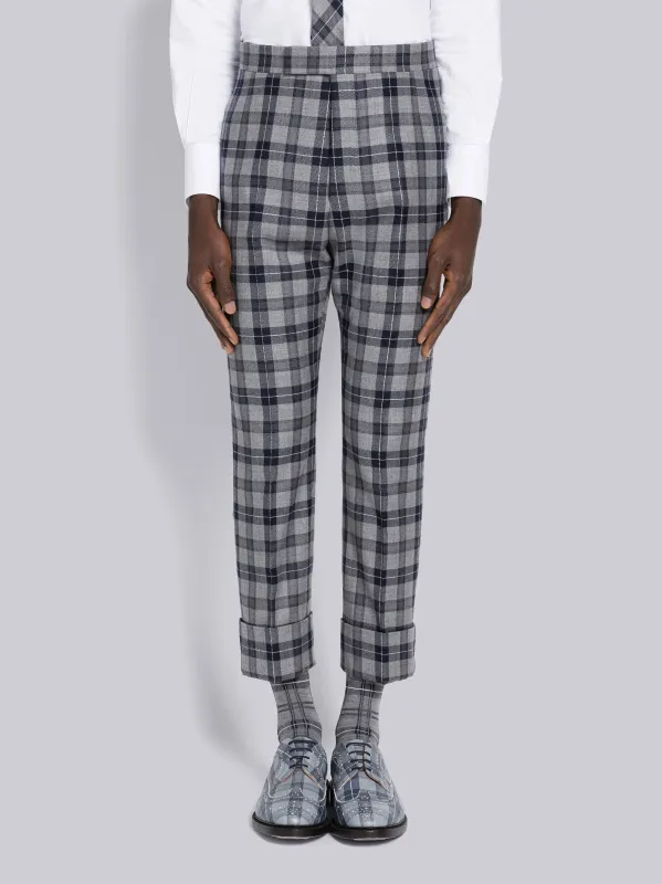 TARTAN WOOL TWILL BACKSTRAP TROUSER sold by Thom Browne
