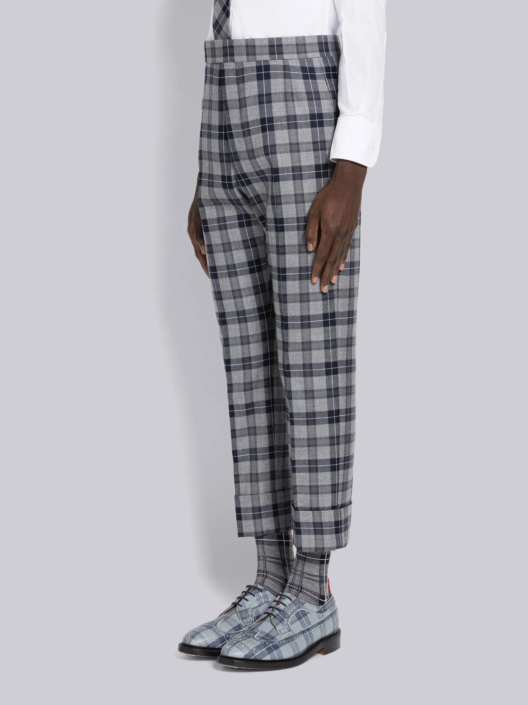 TARTAN WOOL TWILL BACKSTRAP TROUSER sold by Thom Browne product image thumbnail 4
