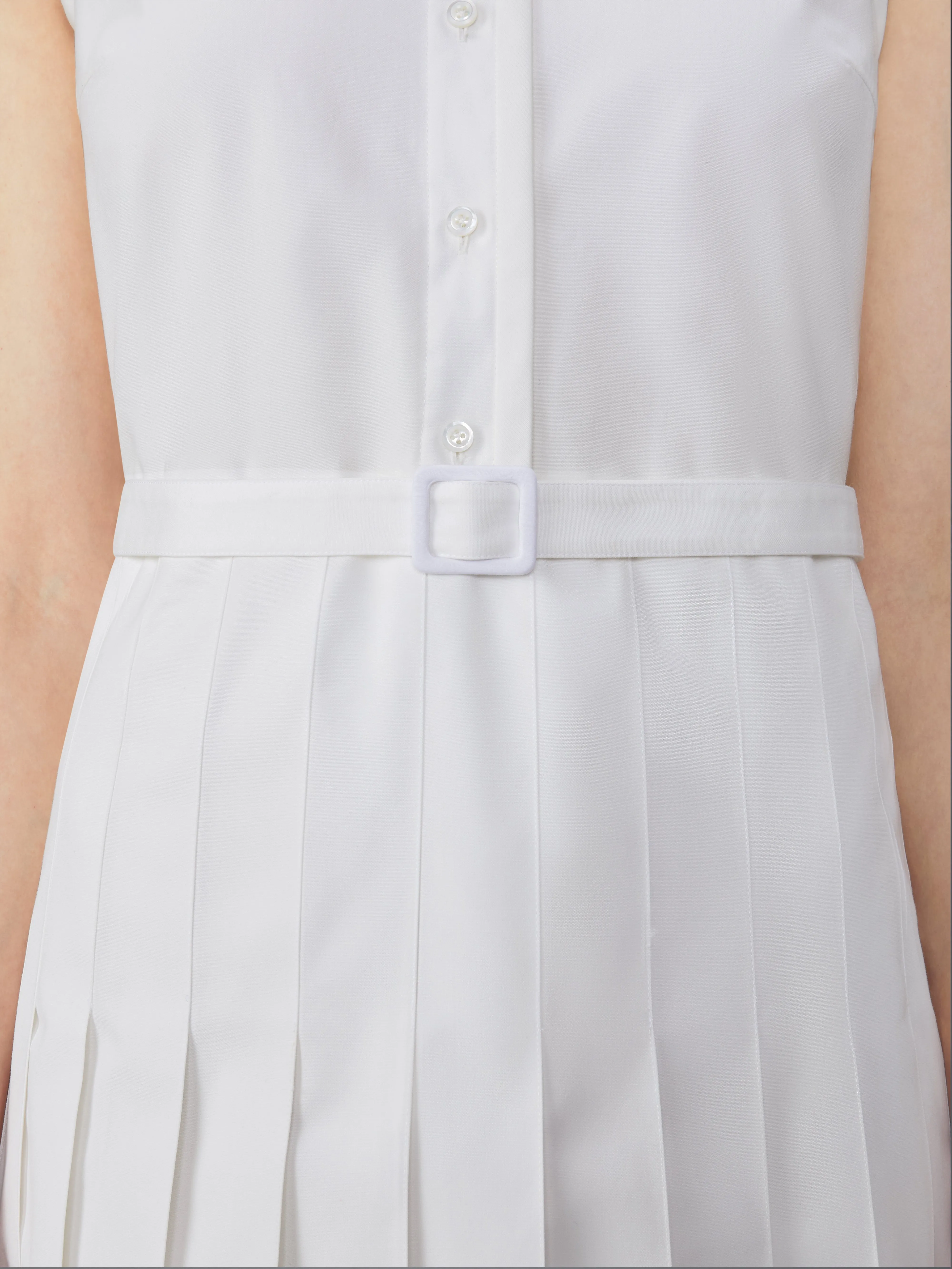 TYPEWRITER MIDI PLEATED BOTTOM BELTED DRESS sold by Thom Browne product image thumbnail 4