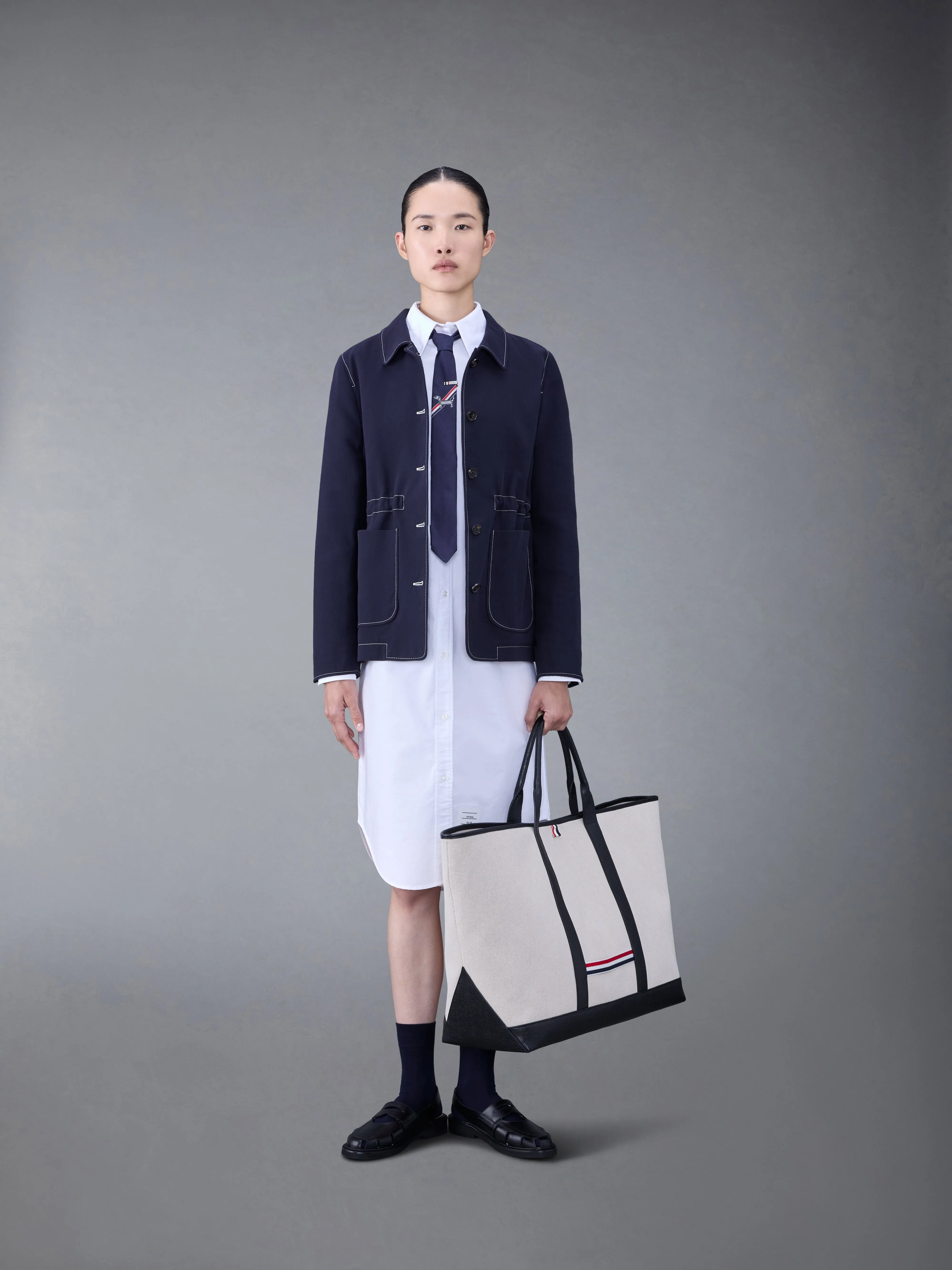 COTTON OVERSIZED ROUND COLLAR JACKET sold by Thom Browne product image thumbnail 3