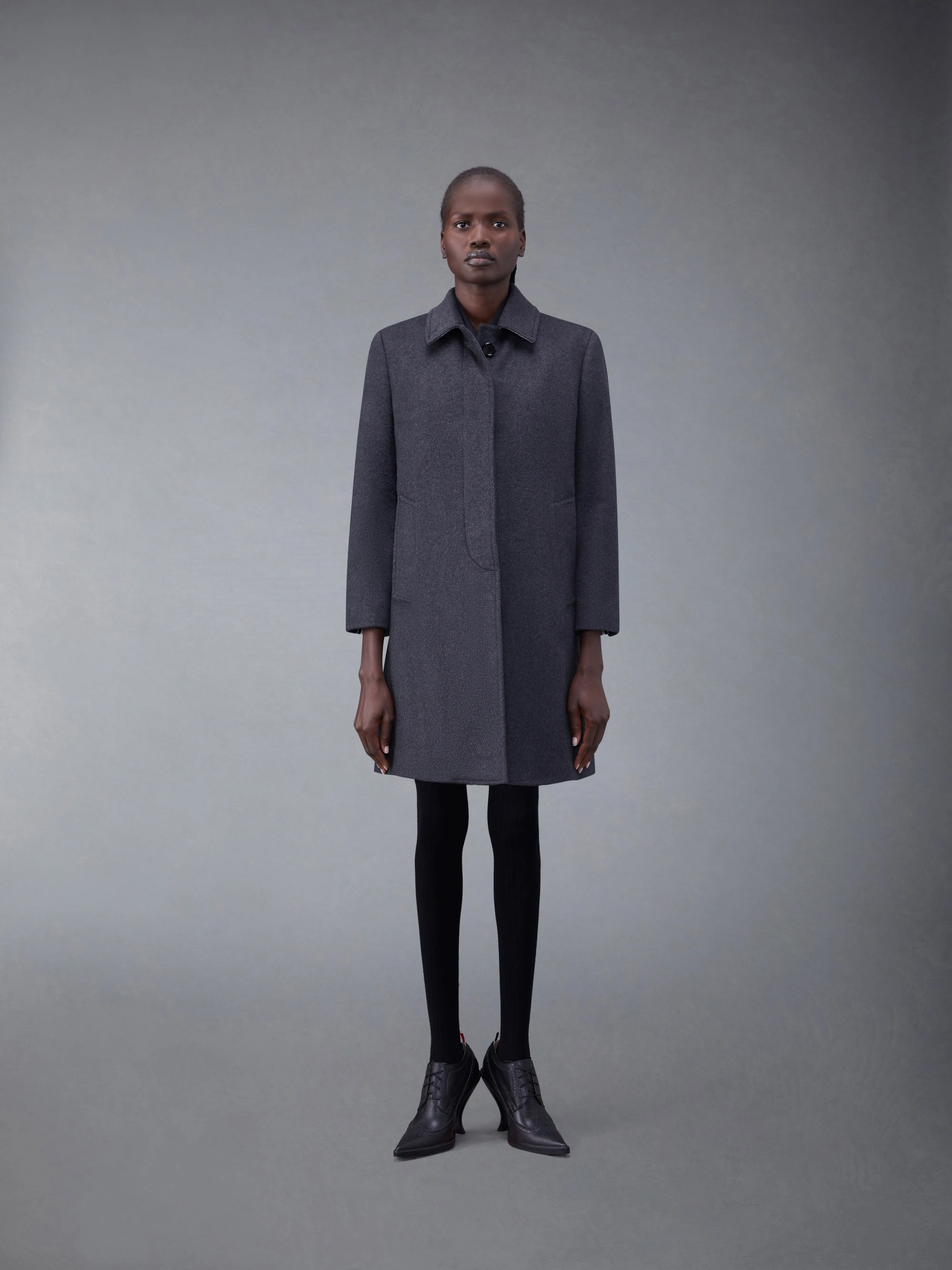 ZIBELINE MELANGE CASHMERE CLASSIC BAL COLLAR OVERCOAT sold by Thom Browne