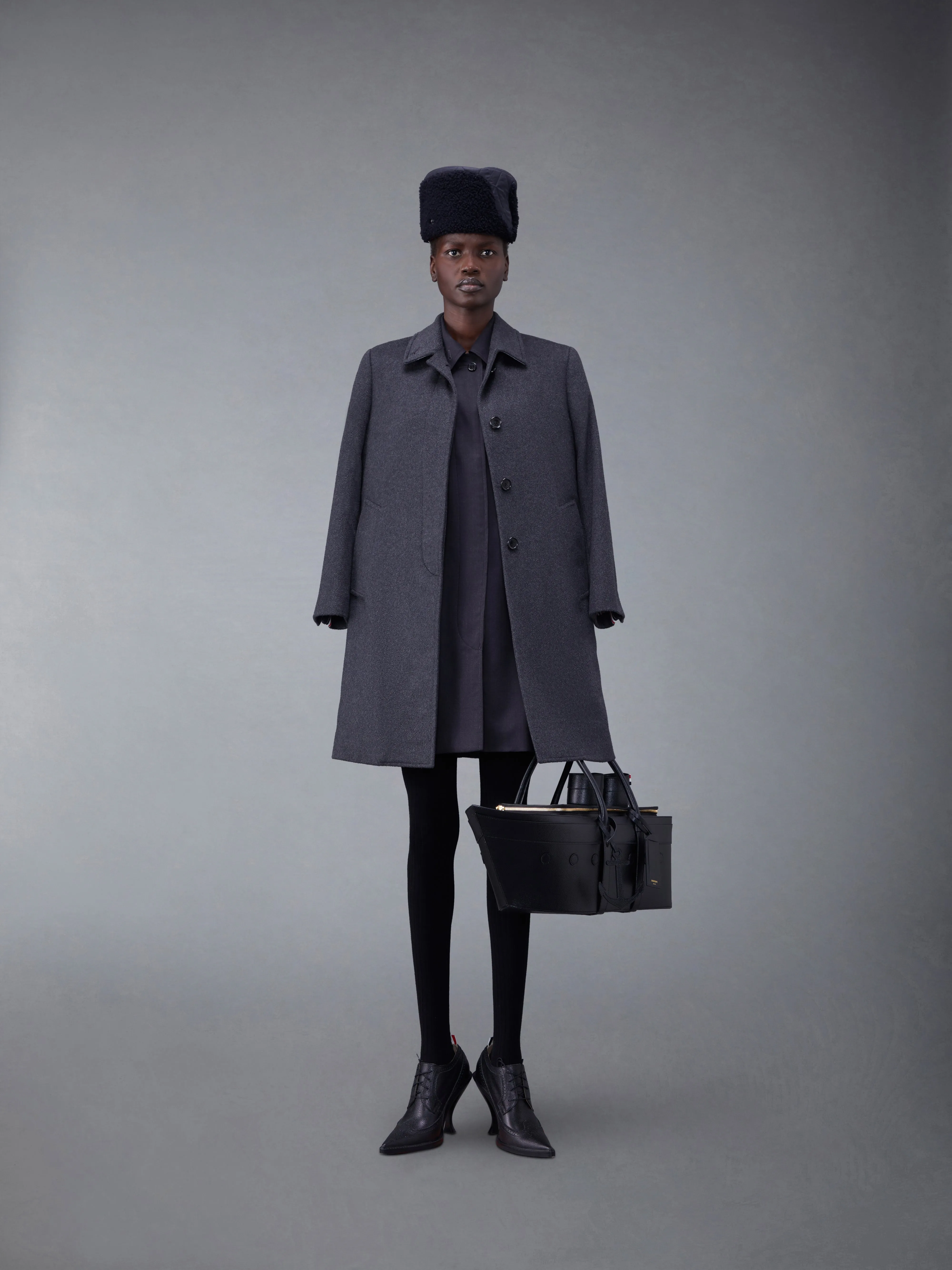 ZIBELINE MELANGE CASHMERE CLASSIC BAL COLLAR OVERCOAT sold by Thom Browne product image thumbnail 3