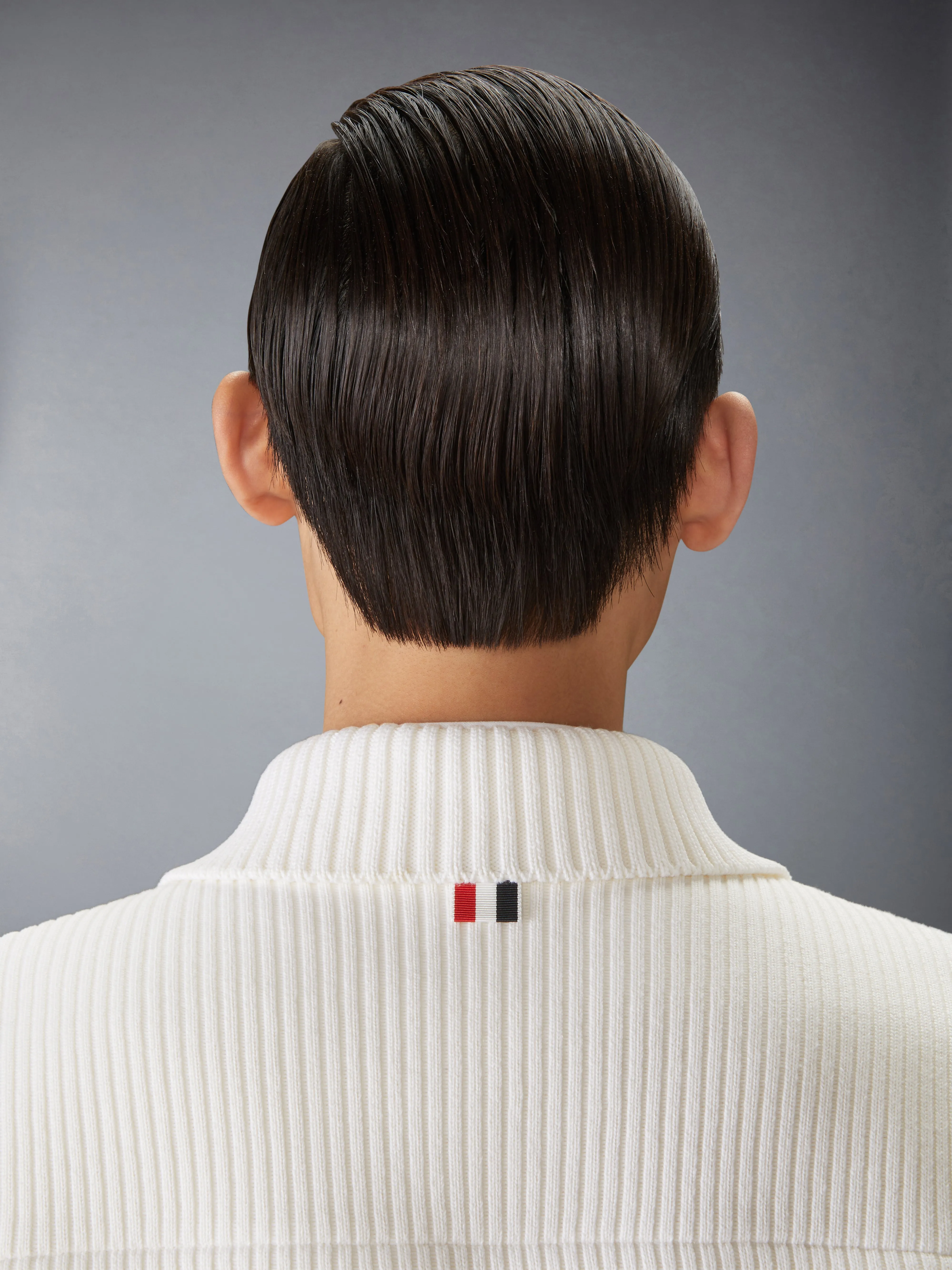 COTTON CASHMERE INTERLOCK 4-BAR POLO COLLAR JACKET sold by Thom Browne product image thumbnail 5