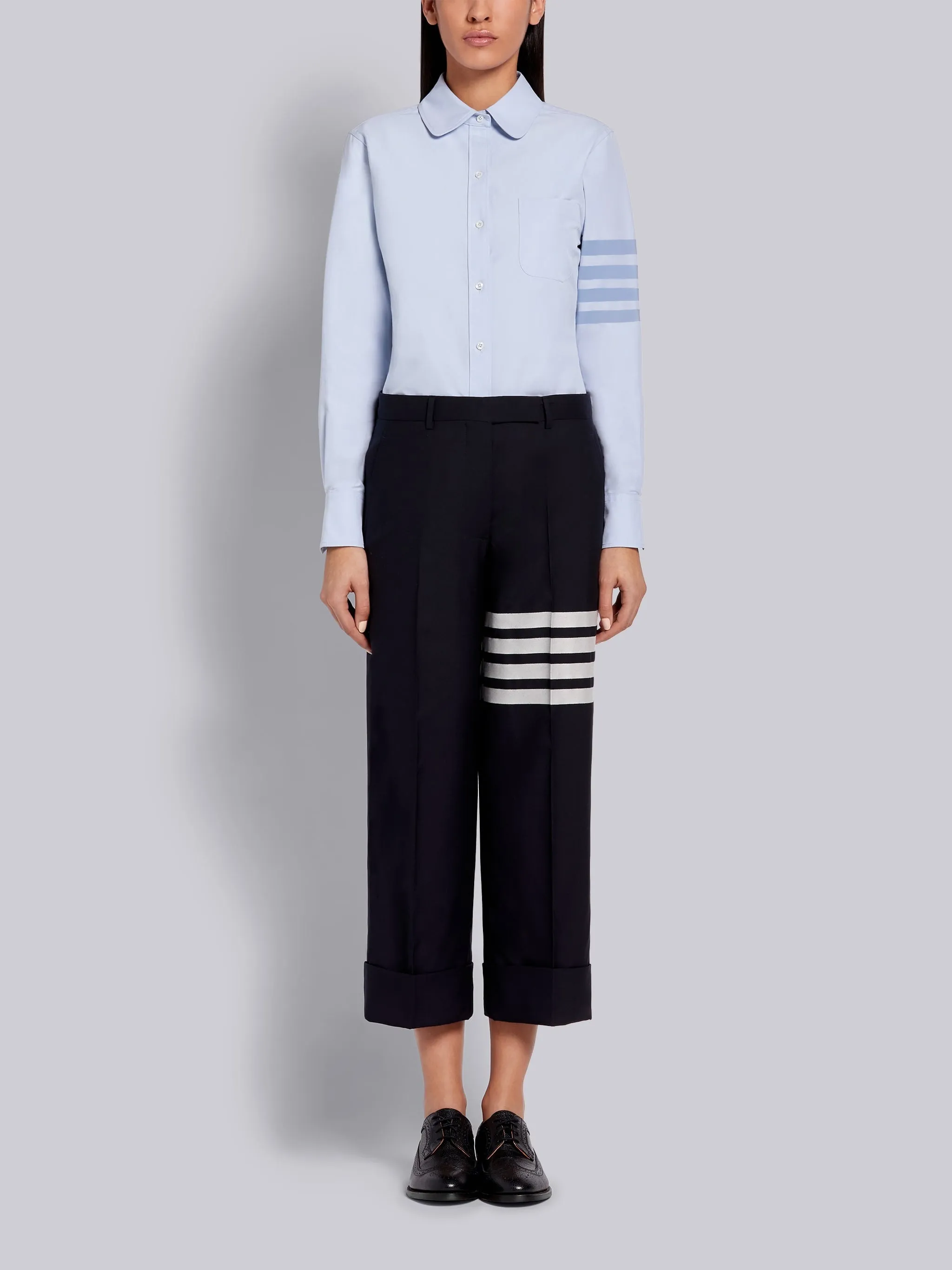 SUPIMA COTTON OXFORD SATIN WEAVE 4-BAR LONG SLEEVE ROUND COLLAR SHIRT sold by Thom Browne product image thumbnail 5