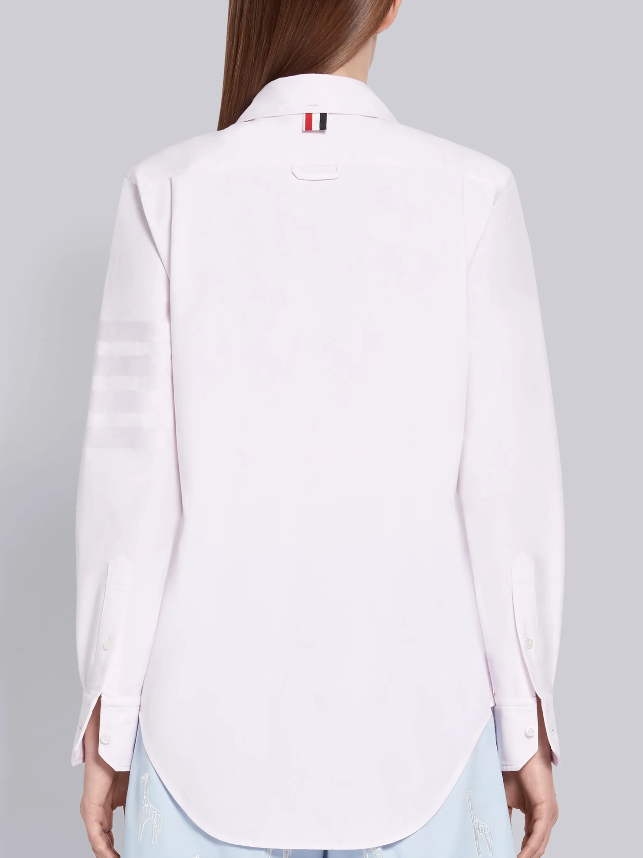 SUPIMA COTTON OXFORD SATIN WEAVE 4-BAR LONG SLEEVE ROUND COLLAR SHIRT sold by Thom Browne product image thumbnail 4