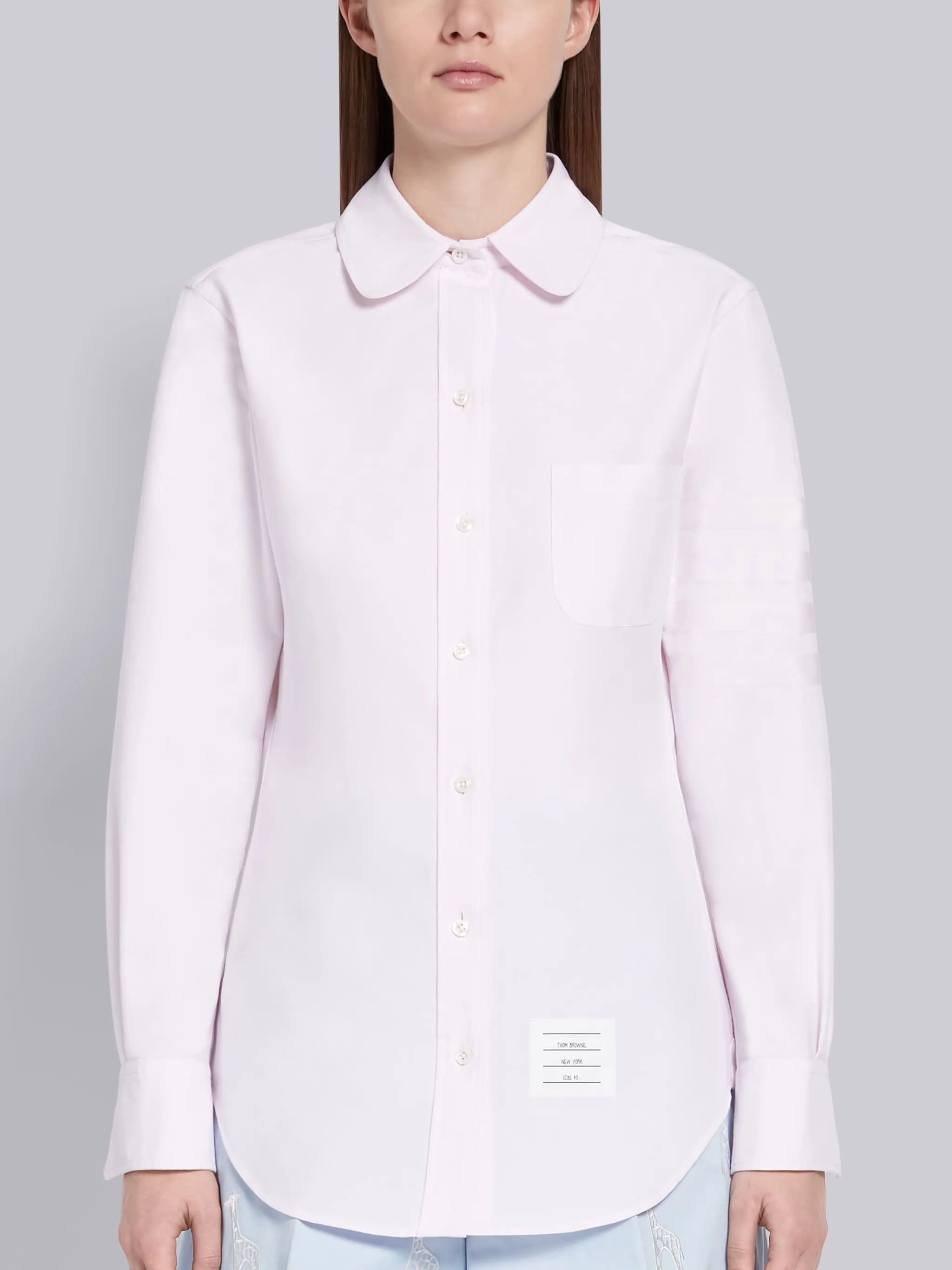 SUPIMA COTTON OXFORD SATIN WEAVE 4-BAR LONG SLEEVE ROUND COLLAR SHIRT sold by Thom Browne product image thumbnail 2