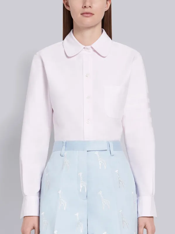 SUPIMA COTTON OXFORD SATIN WEAVE 4-BAR LONG SLEEVE ROUND COLLAR SHIRT sold by Thom Browne