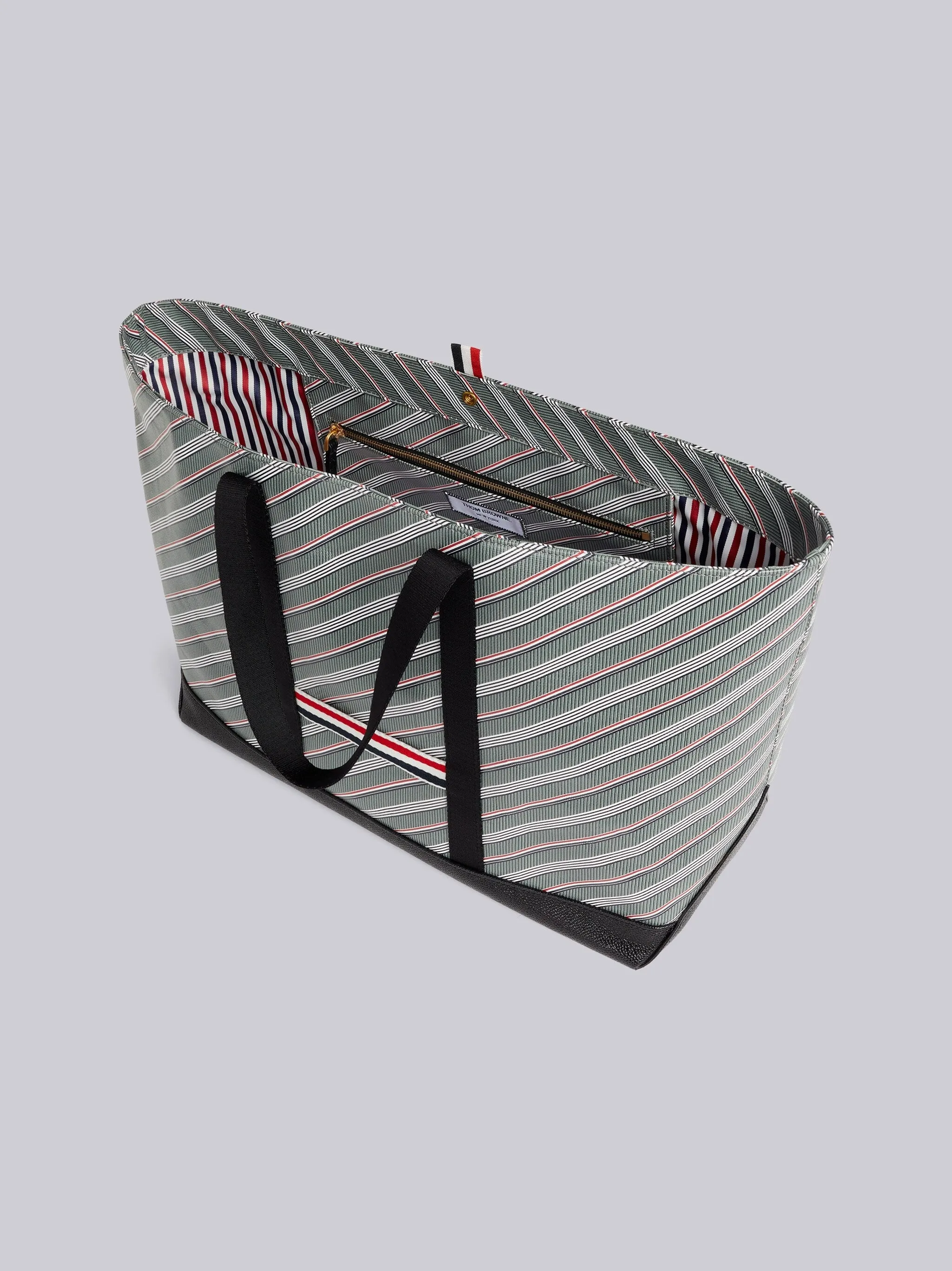 STRIPED LEATHER-TRIM TOTE BAG sold by Thom Browne product image thumbnail 3