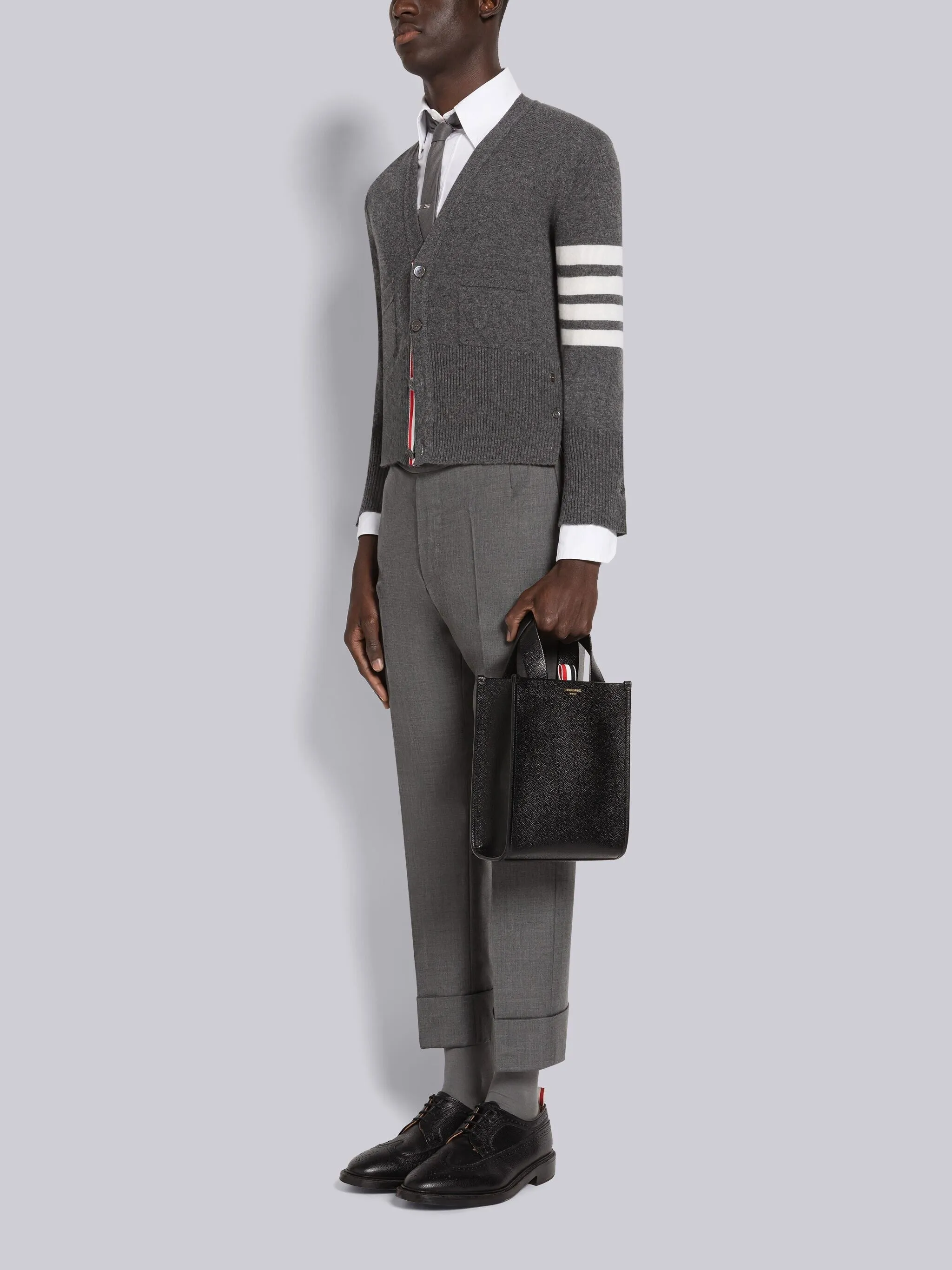 PEBBLE GRAIN LEATHER SMALL SQUARE TOTE BAG sold by Thom Browne product image thumbnail 5