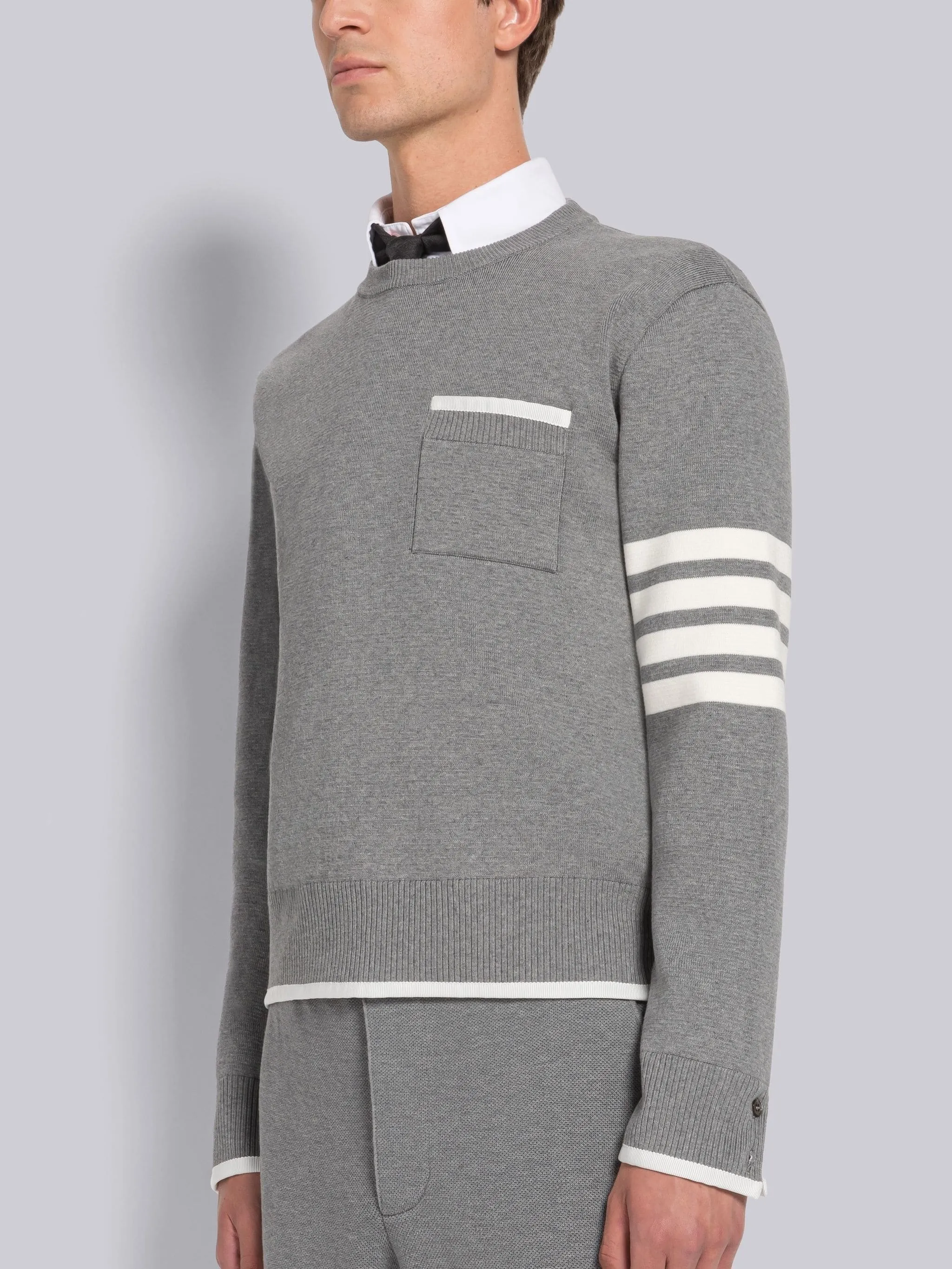 MILANO STITCH TIPPING 4-BAR BOXY CREW NECK PULLOVER sold by Thom Browne product image thumbnail 2