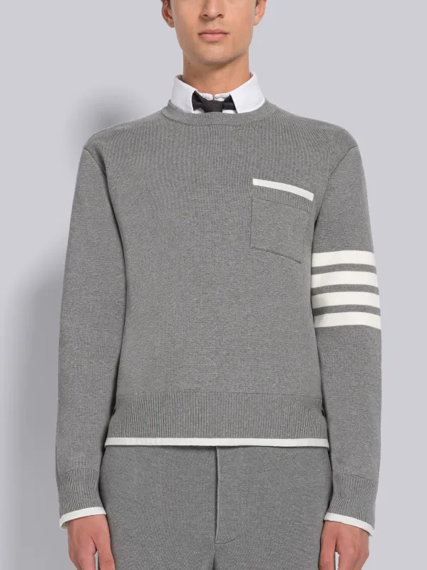 MILANO STITCH TIPPING 4-BAR BOXY CREW NECK PULLOVER sold by Thom Browne