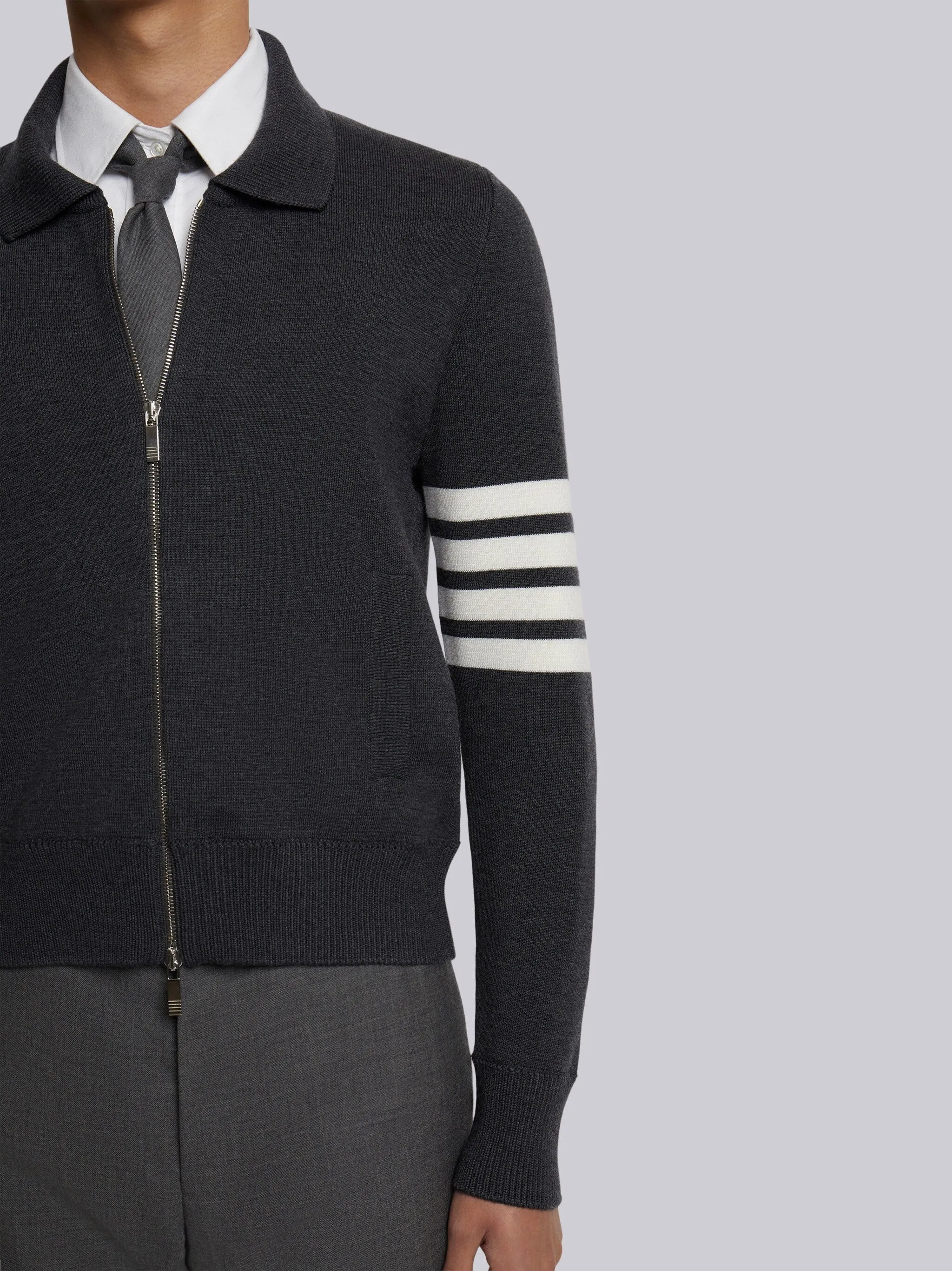 4-BAR STRIPE ZIP-UP BOMBER JACKET sold by Thom Browne product image thumbnail 4