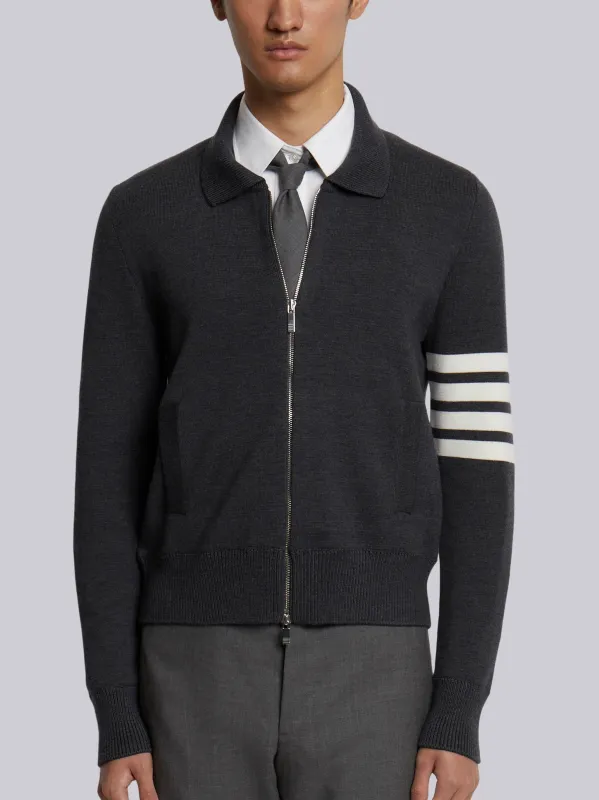 4-BAR STRIPE ZIP-UP BOMBER JACKET sold by Thom Browne