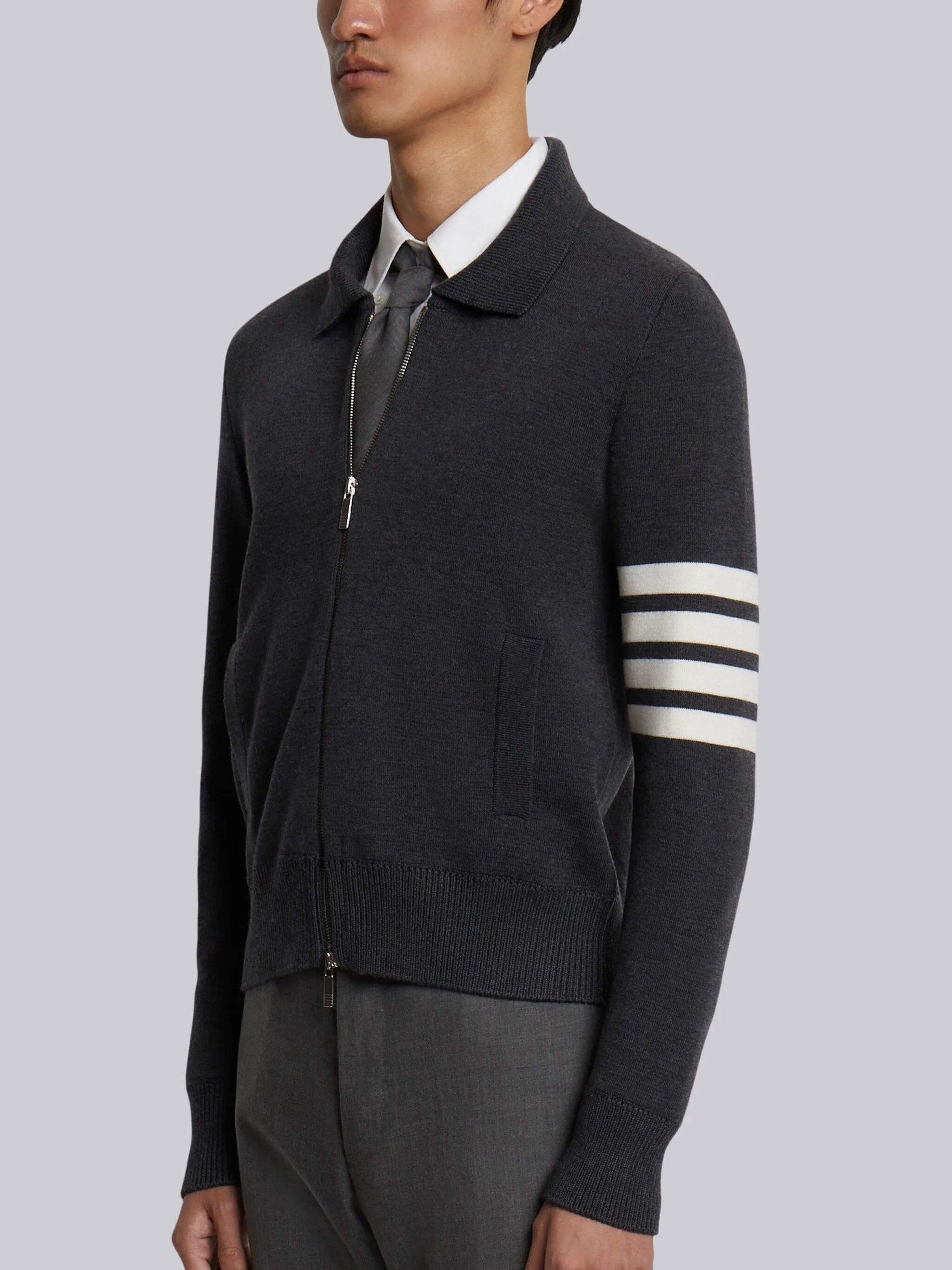 4-BAR STRIPE ZIP-UP BOMBER JACKET sold by Thom Browne product image thumbnail 2