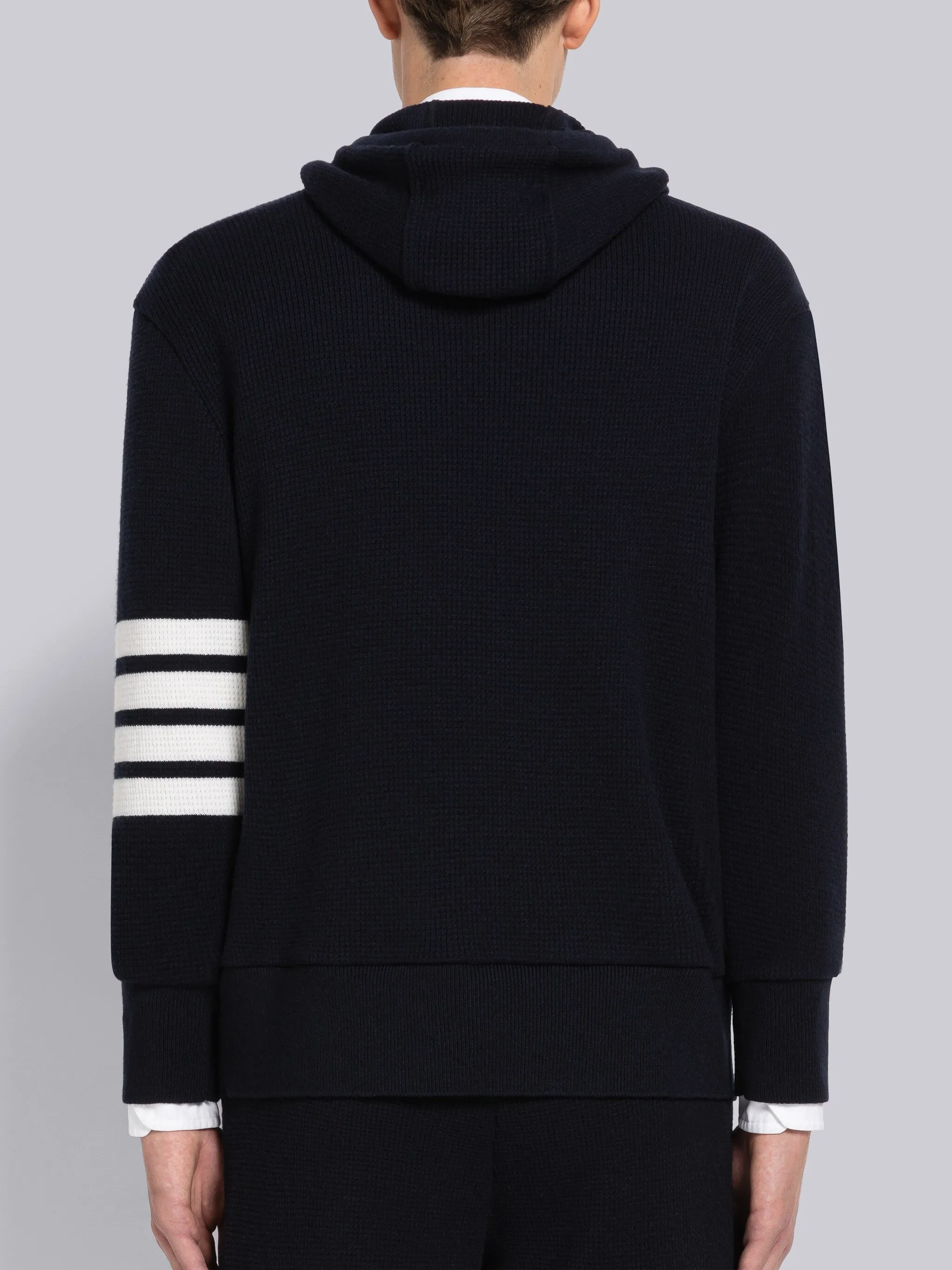 CASHMERE WAFFLE 4-BAR HOODIE PULLOVER sold by Thom Browne product image thumbnail 3