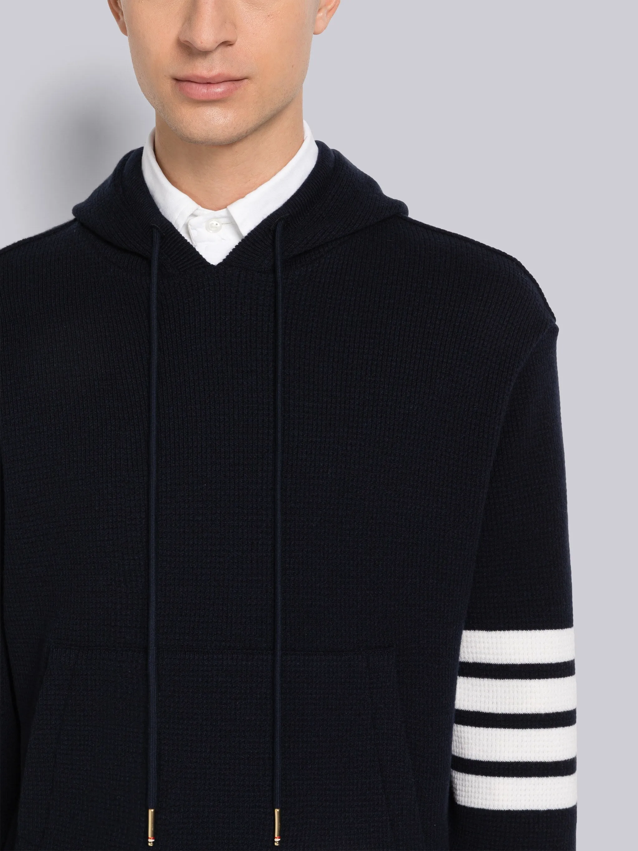 CASHMERE WAFFLE 4-BAR HOODIE PULLOVER sold by Thom Browne product image thumbnail 5