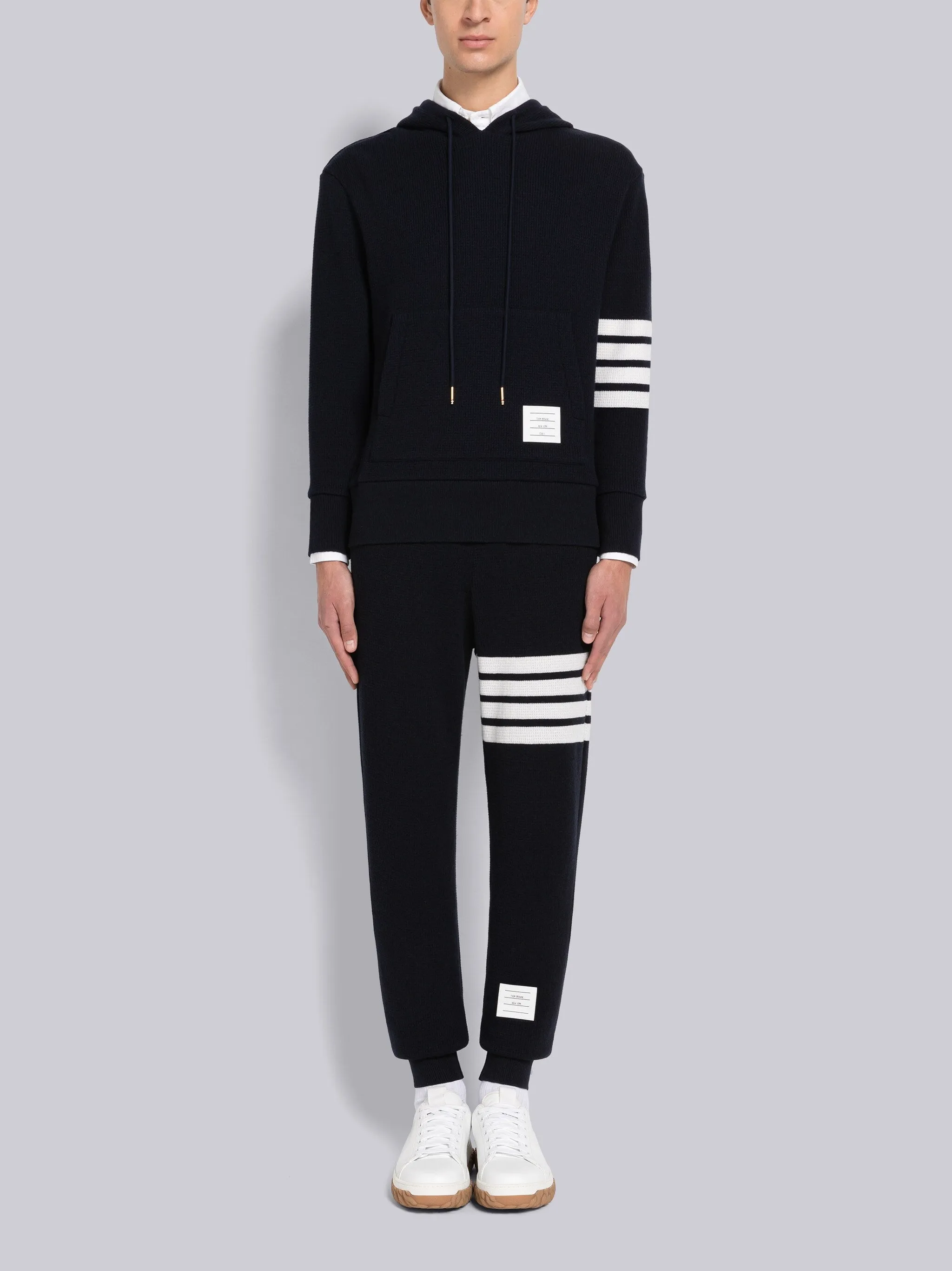 CASHMERE WAFFLE 4-BAR HOODIE PULLOVER sold by Thom Browne product image thumbnail 4