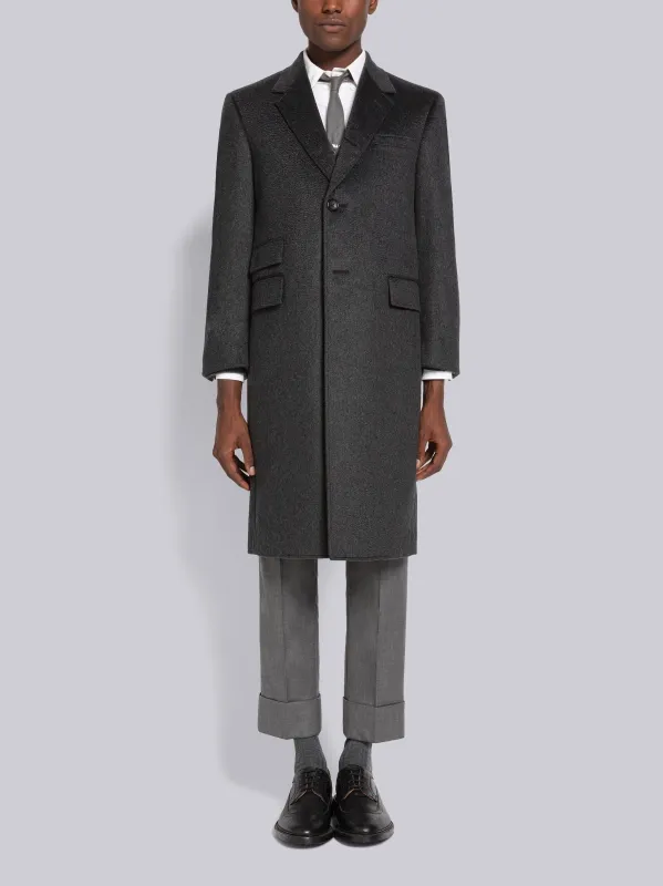 SINGLE VENT OVERCOAT IN ZIBELINE FINISH sold by Thom Browne
