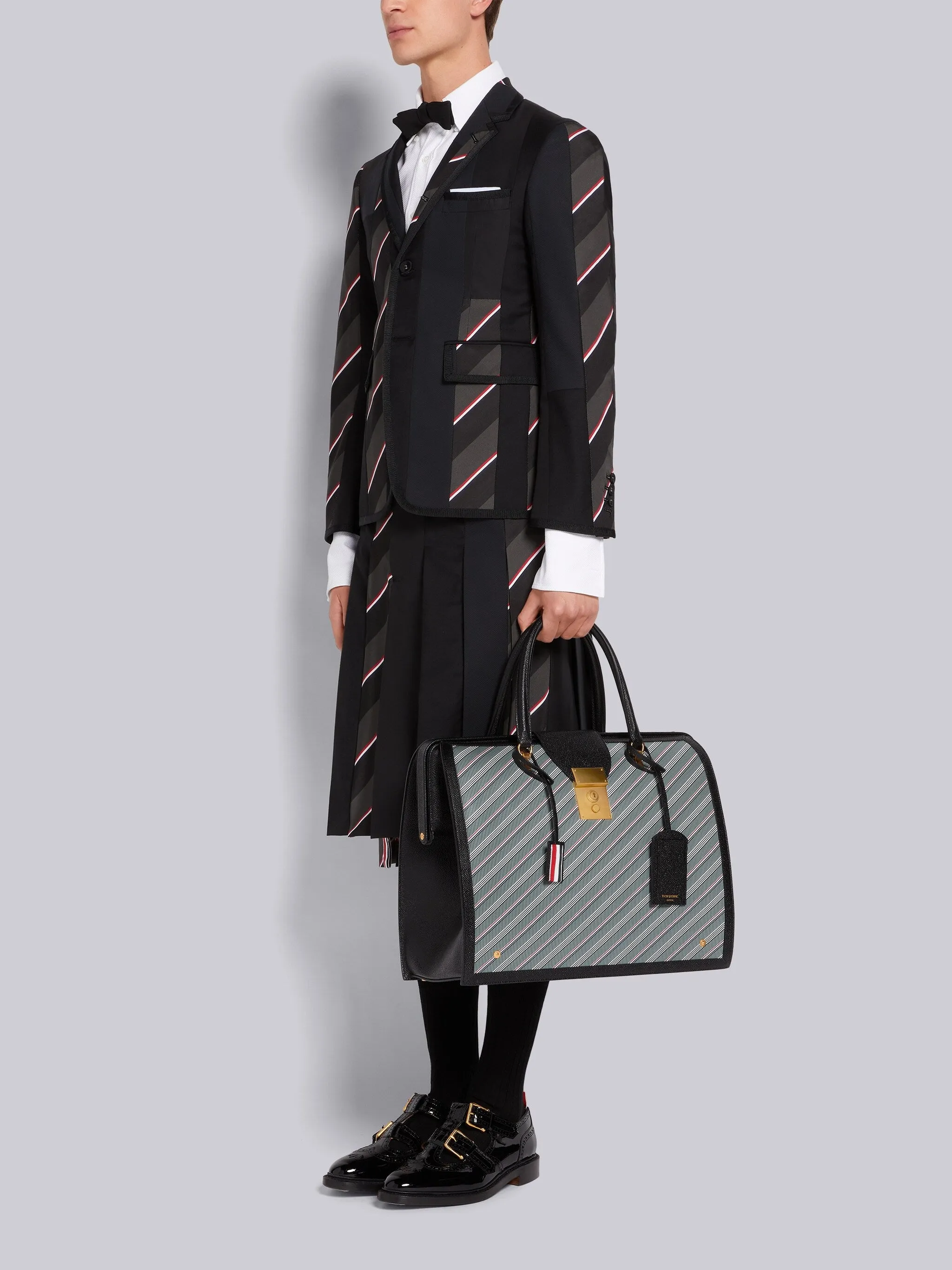MEDIUM GREY MONOGRAM COATED CANVAS LEATHER FRAME MR. THOM BAG sold by Thom Browne product image thumbnail 3