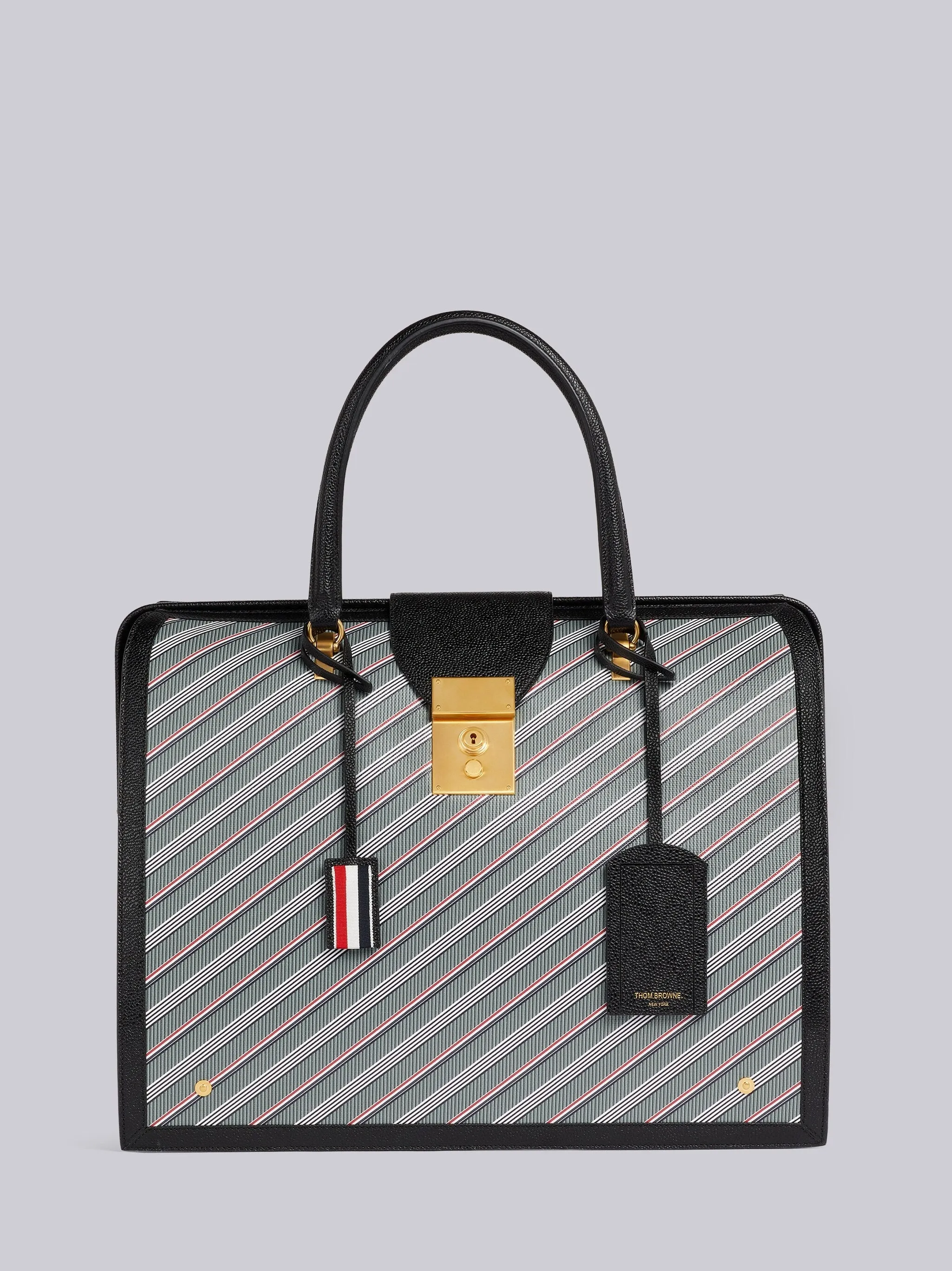MEDIUM GREY MONOGRAM COATED CANVAS LEATHER FRAME MR. THOM BAG sold by Thom Browne