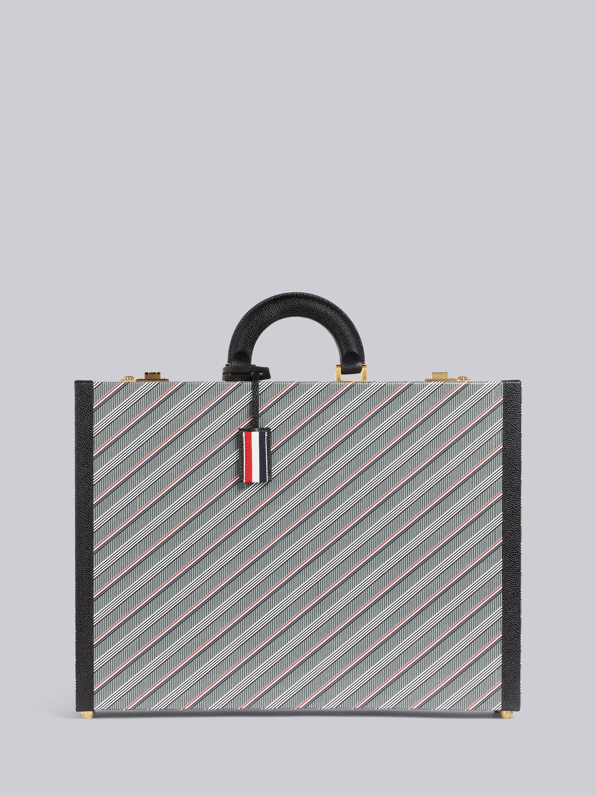 MEDIUM GREY MONOGRAM COATED CANVAS LEATHER FRAME ATTACHE CASE sold by Thom Browne