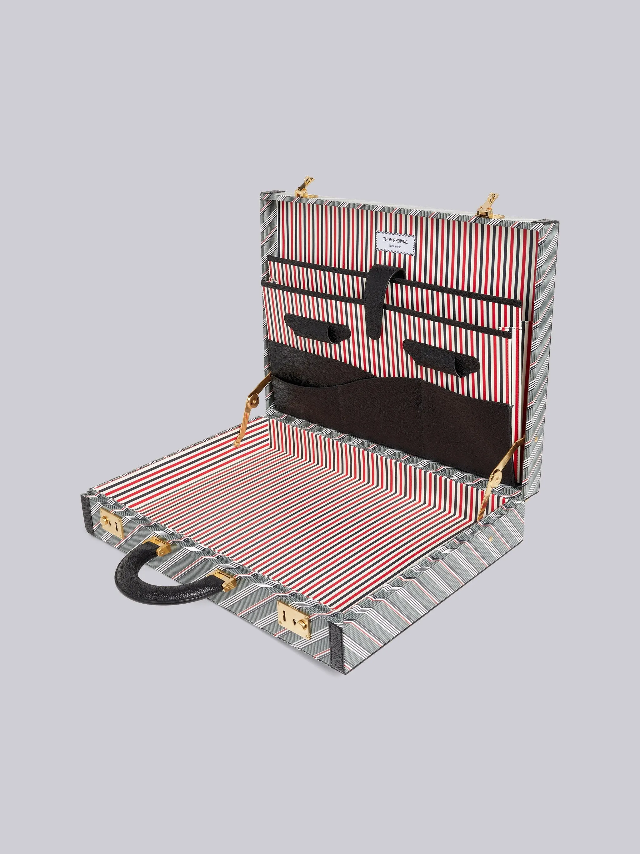 MEDIUM GREY MONOGRAM COATED CANVAS LEATHER FRAME ATTACHE CASE sold by Thom Browne product image thumbnail 2