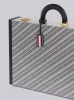 MEDIUM GREY MONOGRAM COATED CANVAS LEATHER FRAME ATTACHE CASE sold by Thom Browne