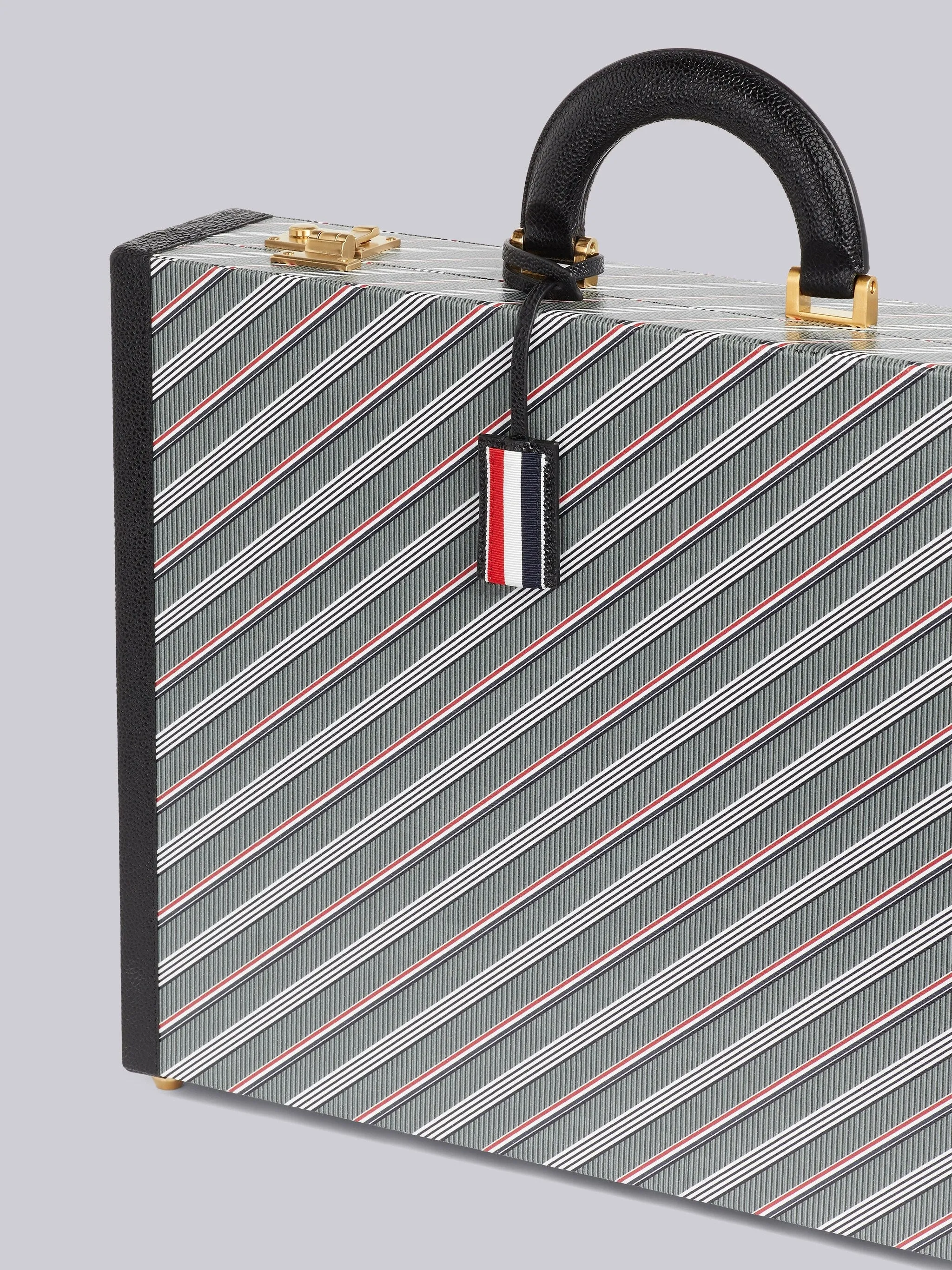 MEDIUM GREY MONOGRAM COATED CANVAS LEATHER FRAME ATTACHE CASE sold by Thom Browne product image thumbnail 4