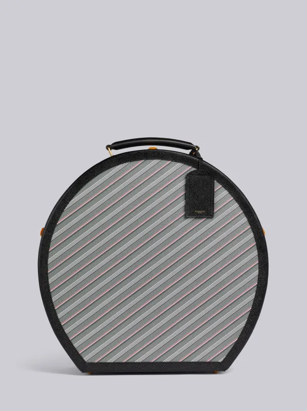 HAT BOX WITH LEATHER FRAME IN MONOGRAM COATED CANVAS - L50, H48, W21 MED GREY O/S sold by Thom Browne