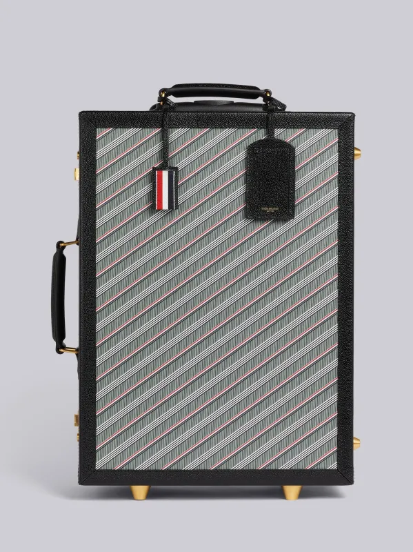 HARD SIDED CARRY ON SUITCASE WITH LEATHER FRAME IN MONOGRAM COATED CANVAS - L35, H49.5, W18 sold by Thom Browne