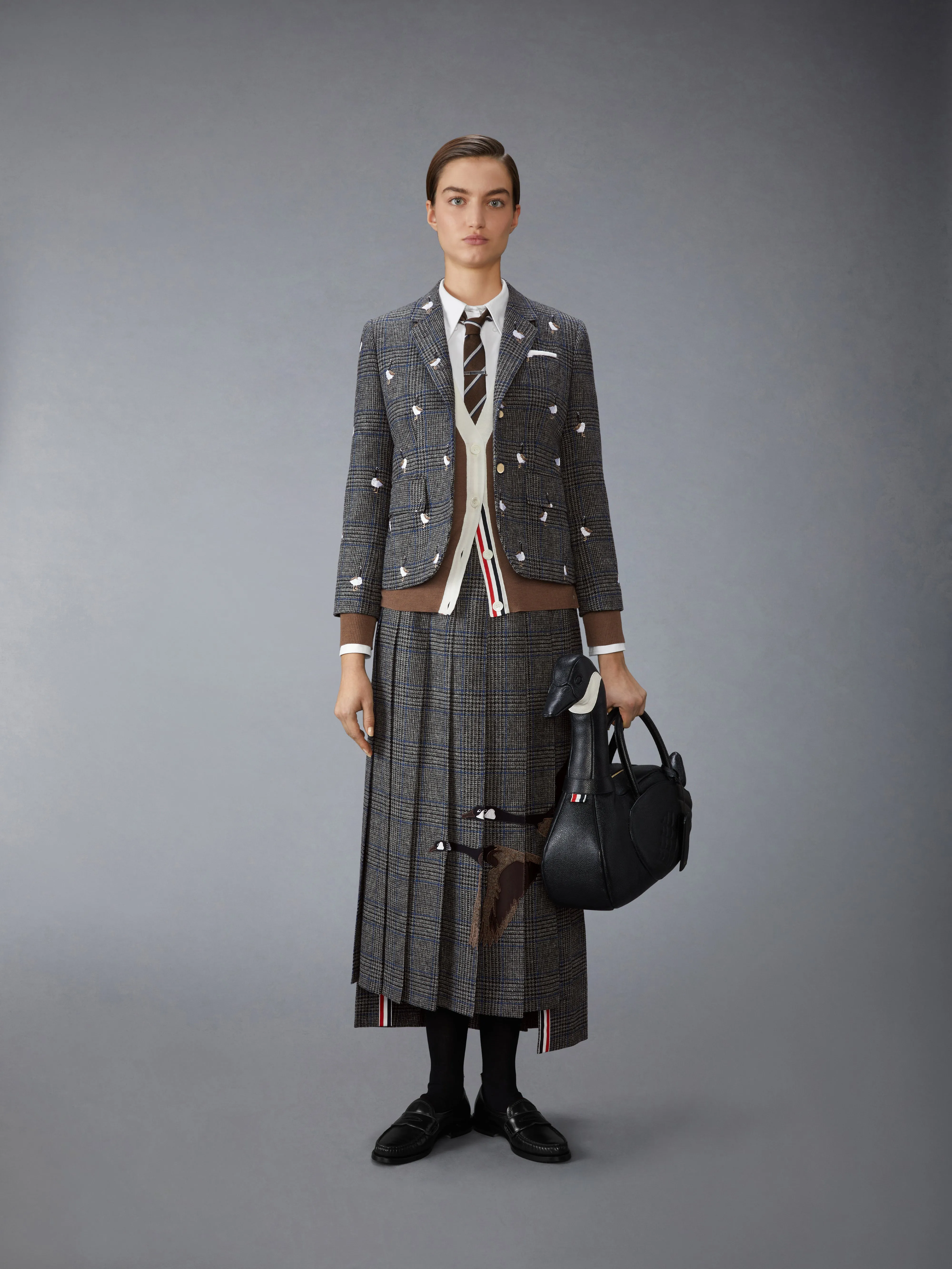 FINE MERINO WOOL 4-BAR V NECK CARDIGAN sold by Thom Browne product image thumbnail 3