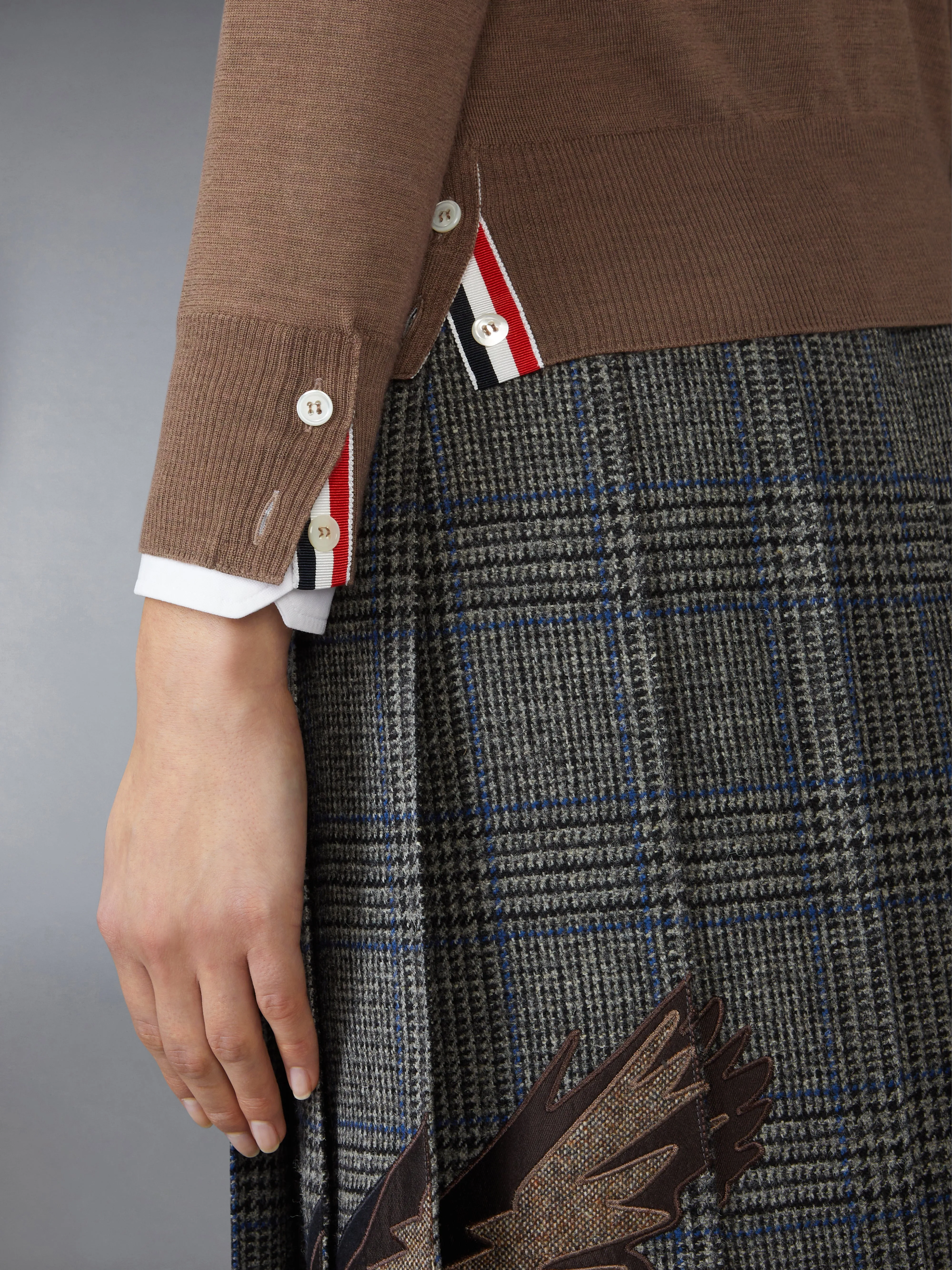 FINE MERINO WOOL 4-BAR V NECK CARDIGAN sold by Thom Browne product image thumbnail 4