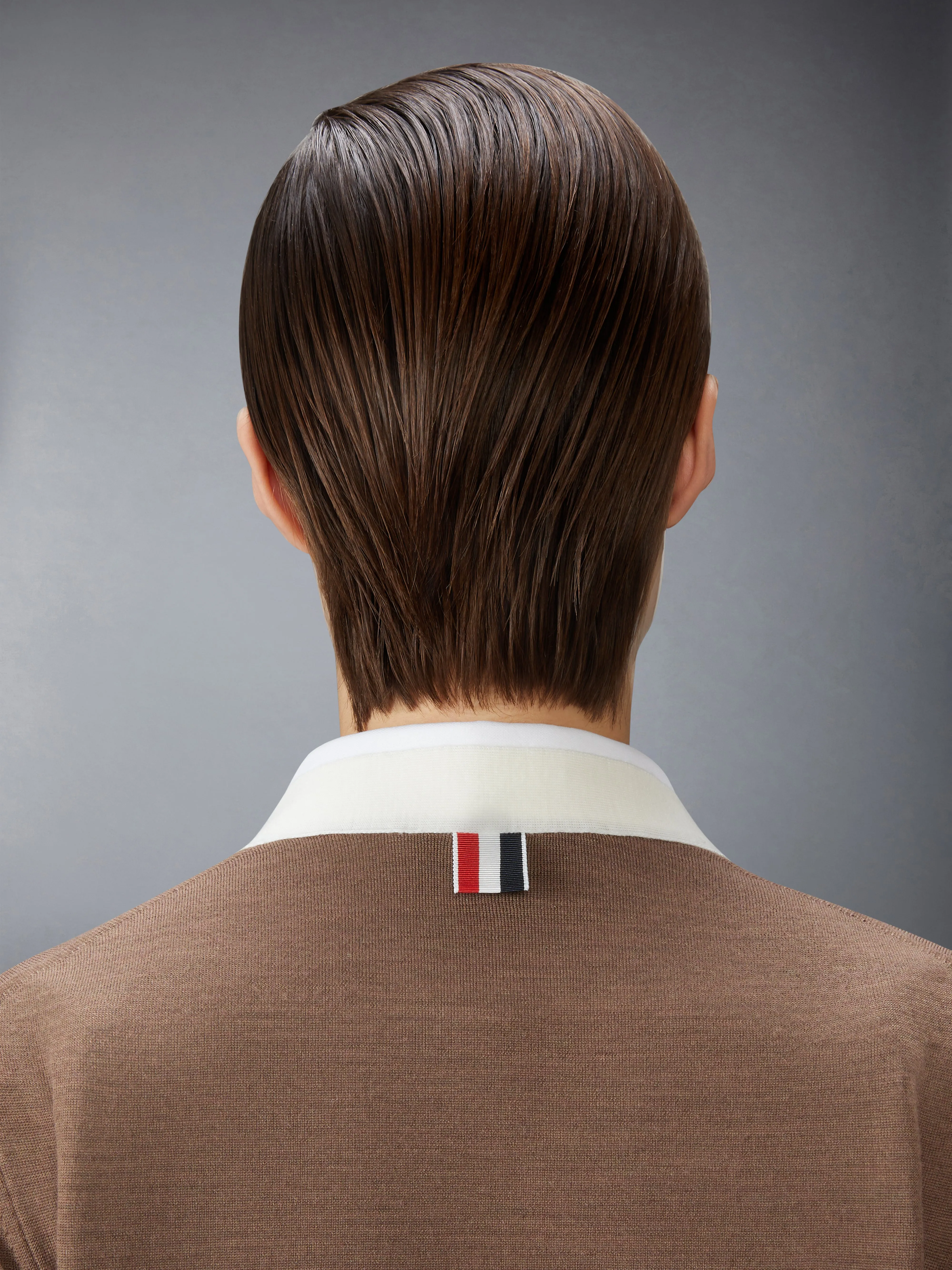 FINE MERINO WOOL 4-BAR V NECK CARDIGAN sold by Thom Browne product image thumbnail 5