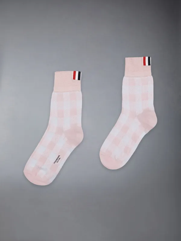 GINGHAM CHECK JACQUARD 4-BAR ANKLE SOCKS sold by Thom Browne