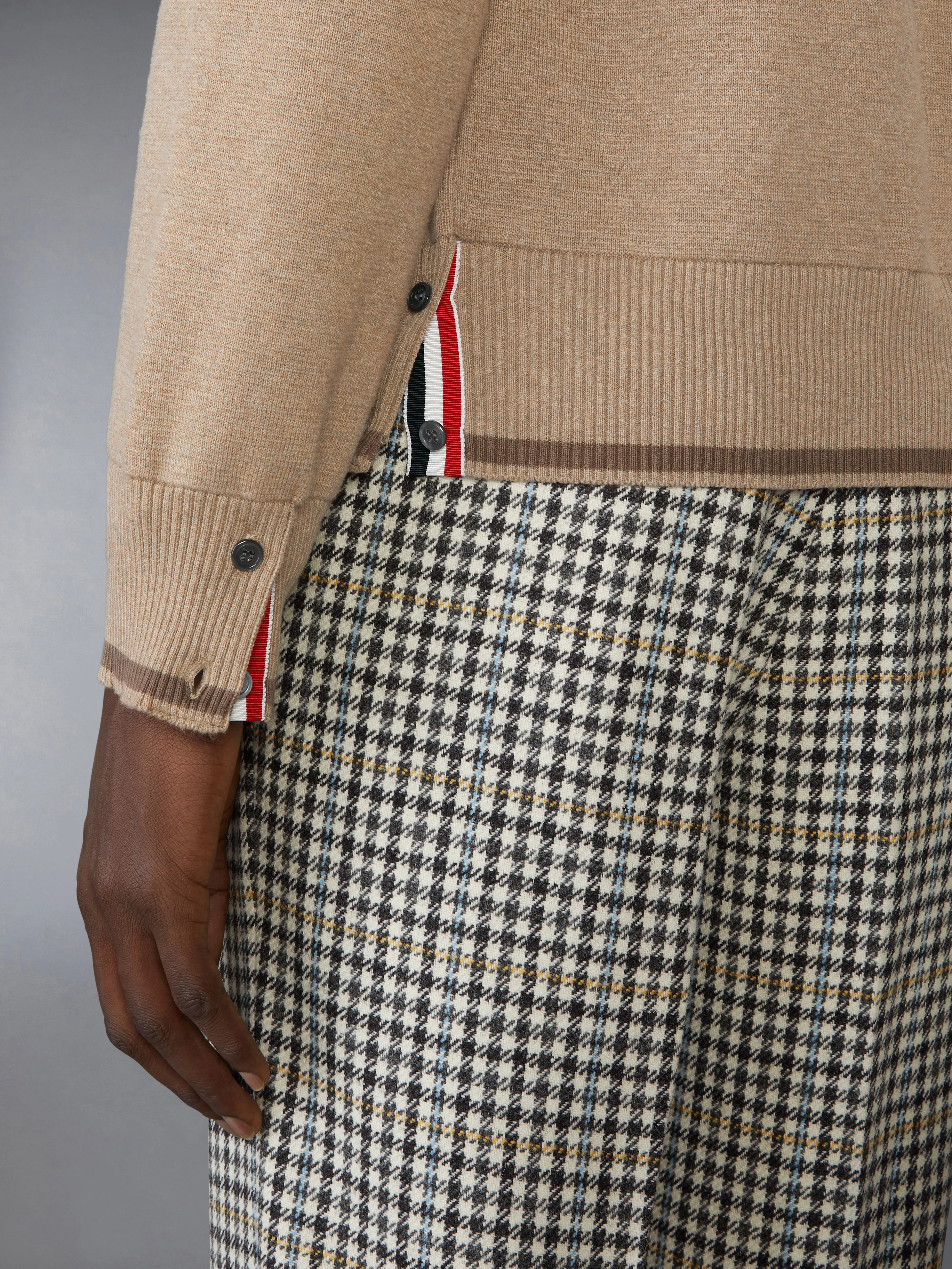 MILANO STITCH 4-BAR V NECK CARDIGAN sold by Thom Browne product image thumbnail 4