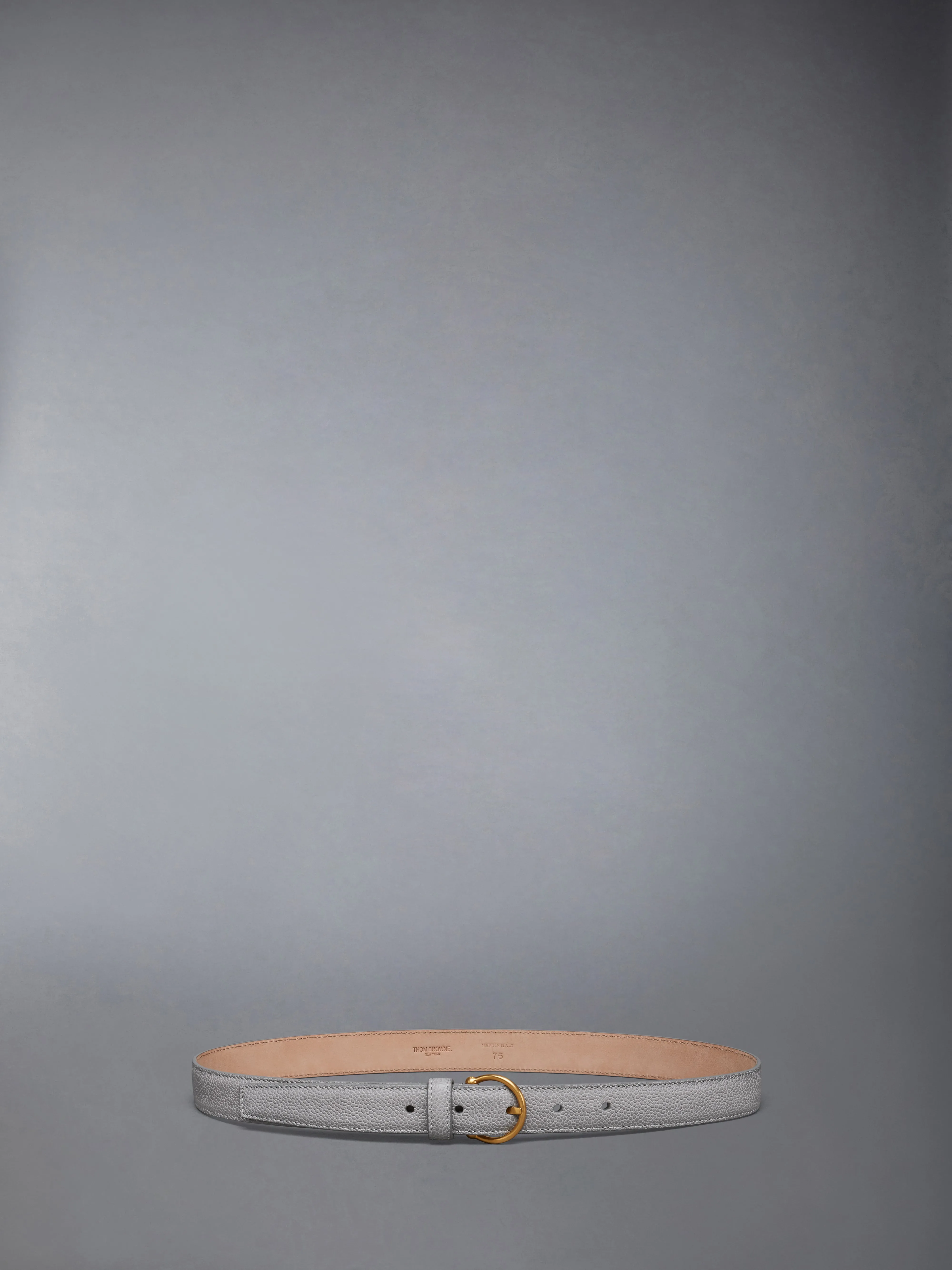 PEBBLE GRAIN ROUND BUCKLE BELT sold by Thom Browne