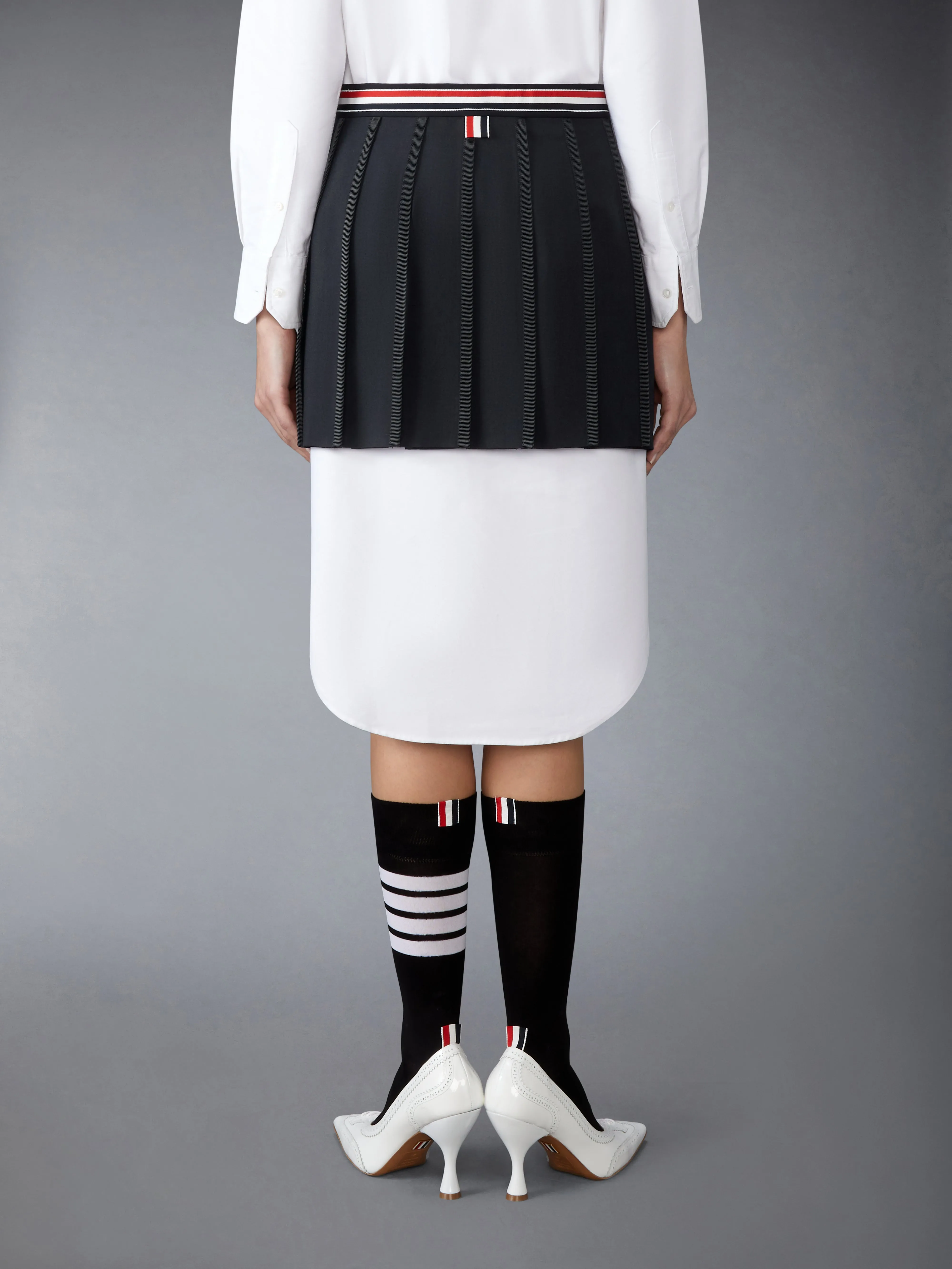 SCHOOL UNIFORM PLAIN WEAVE MINI PLEATED WRAP SKIRT sold by Thom Browne product image thumbnail 3