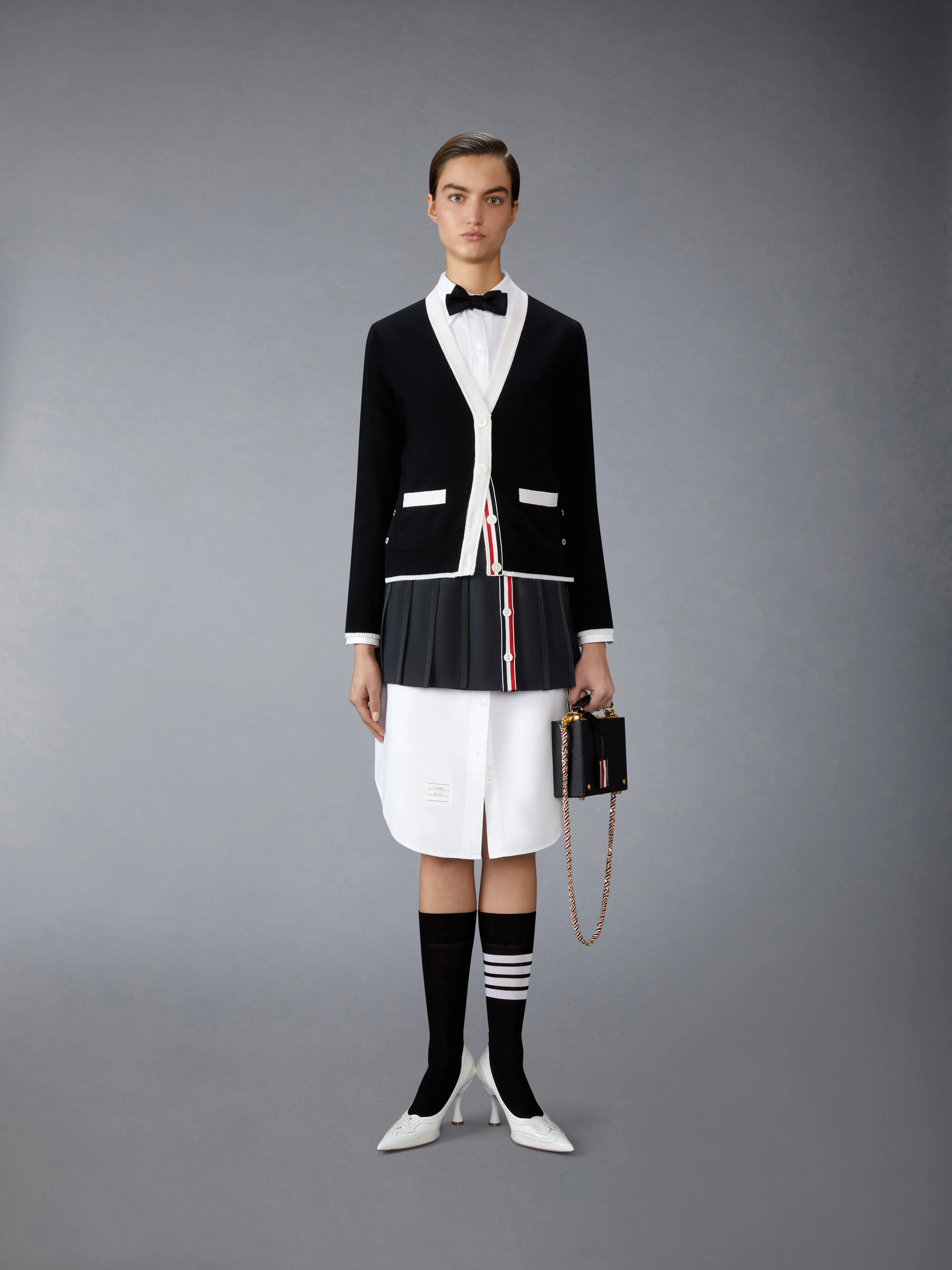 SCHOOL UNIFORM PLAIN WEAVE MINI PLEATED WRAP SKIRT sold by Thom Browne product image thumbnail 4
