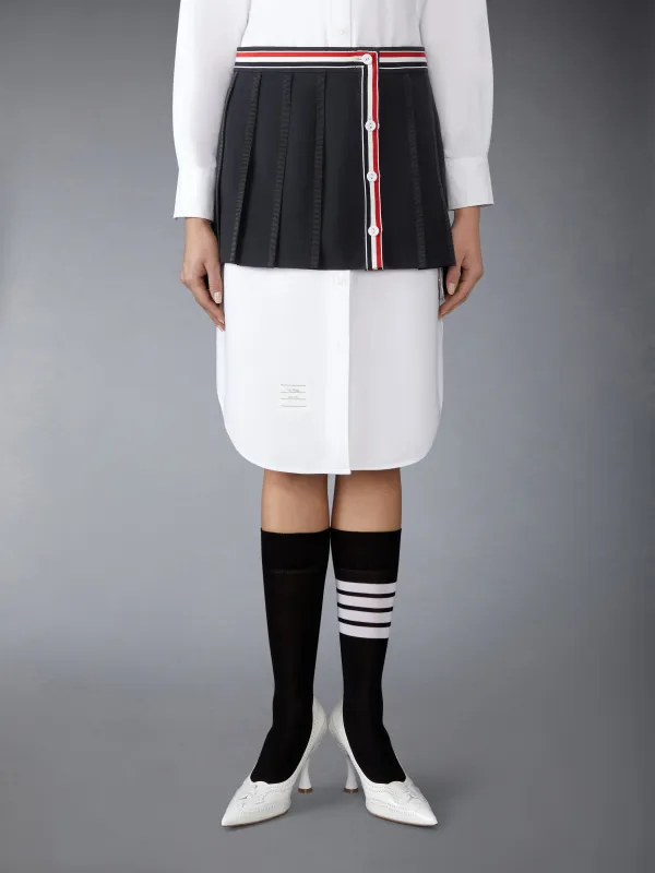 SCHOOL UNIFORM PLAIN WEAVE MINI PLEATED WRAP SKIRT sold by Thom Browne