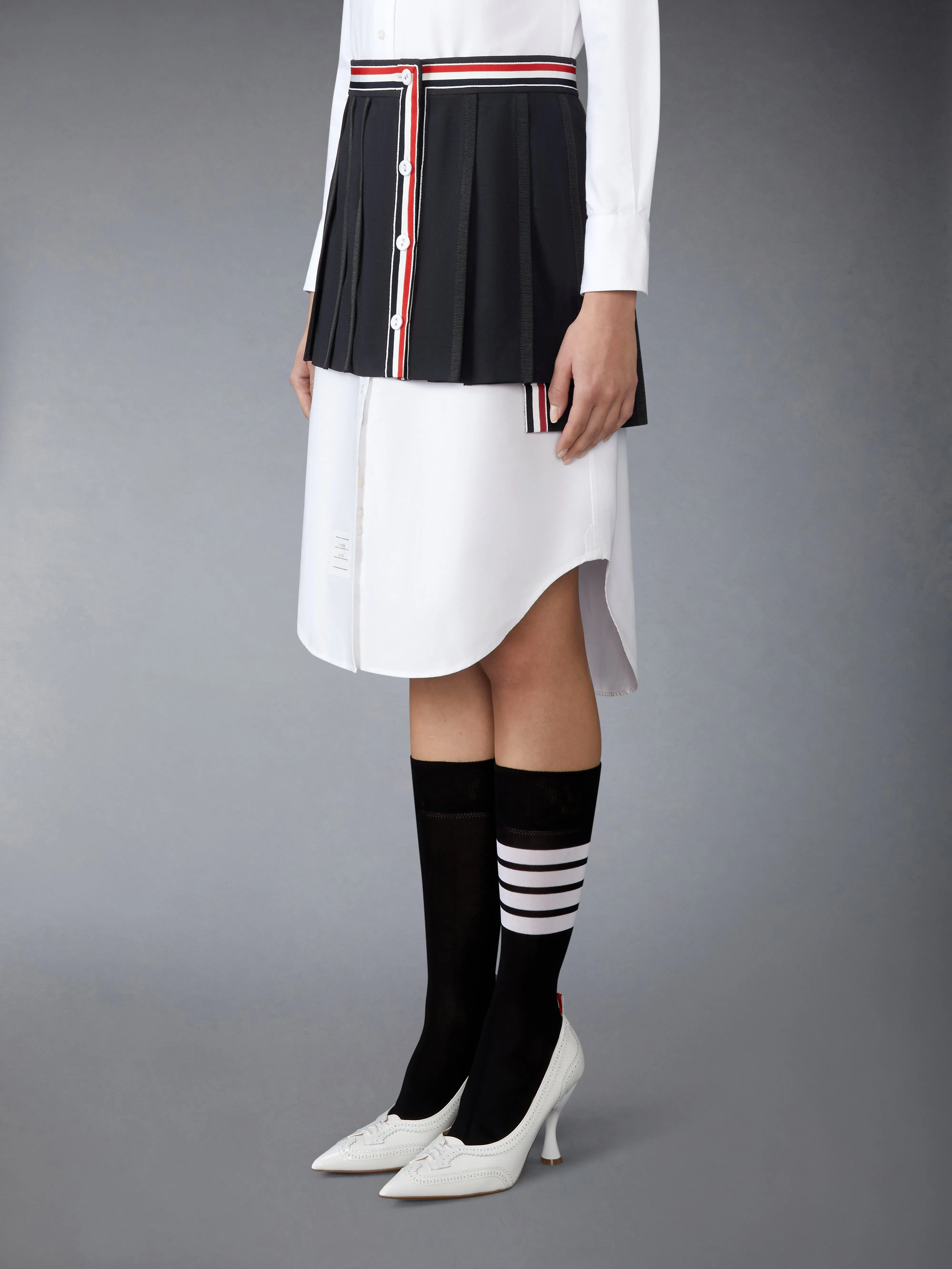 SCHOOL UNIFORM PLAIN WEAVE MINI PLEATED WRAP SKIRT sold by Thom Browne product image thumbnail 2
