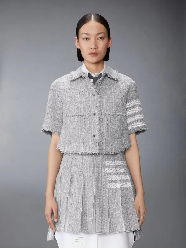 SOLID TWEED 4-BAR CROPPED SHIRT JACKET made by Thom Browne