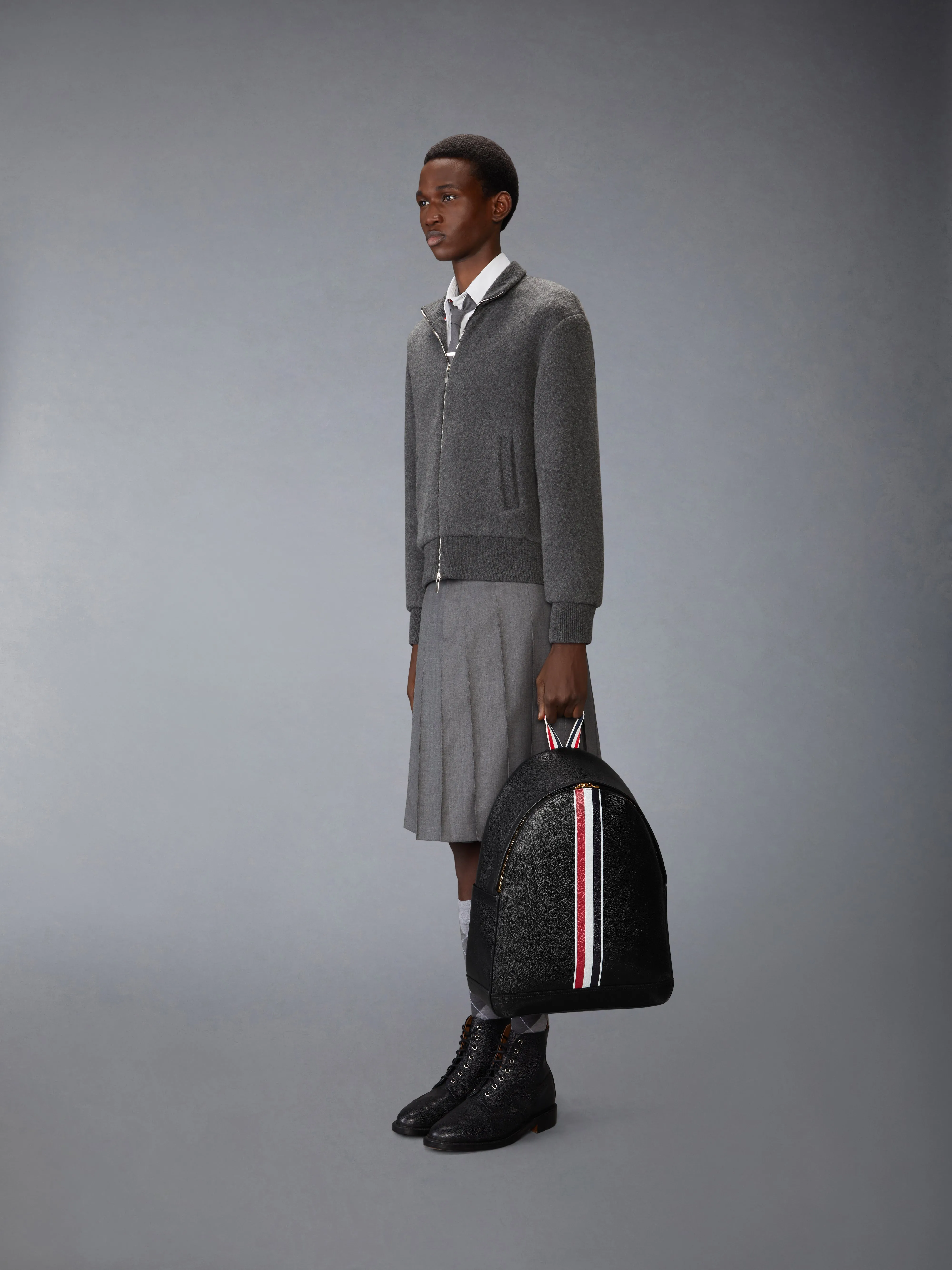 PEBBLE GRAIN RWB STRIPE BACKPACK sold by Thom Browne product image thumbnail 3