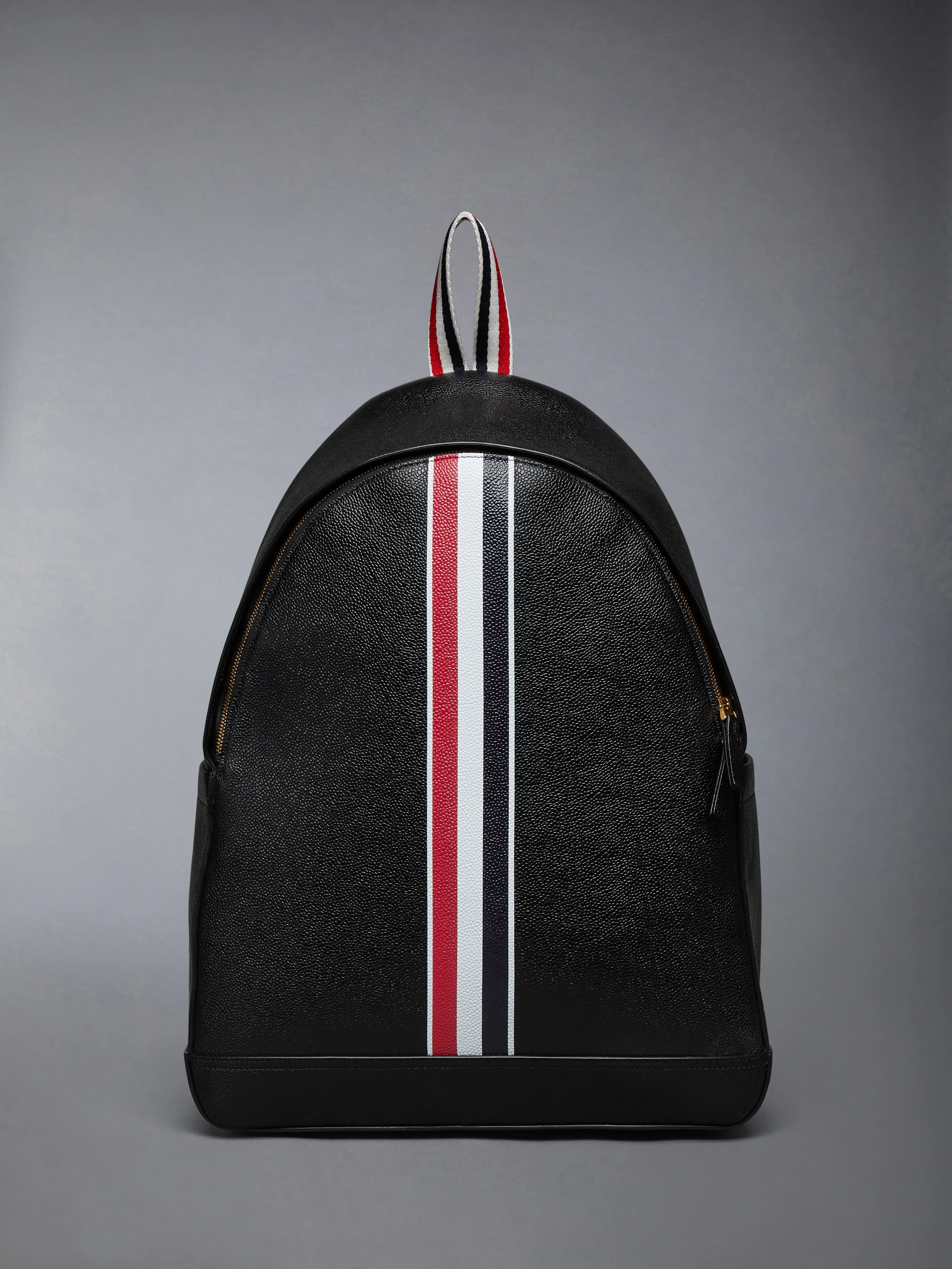PEBBLE GRAIN RWB STRIPE BACKPACK sold by Thom Browne