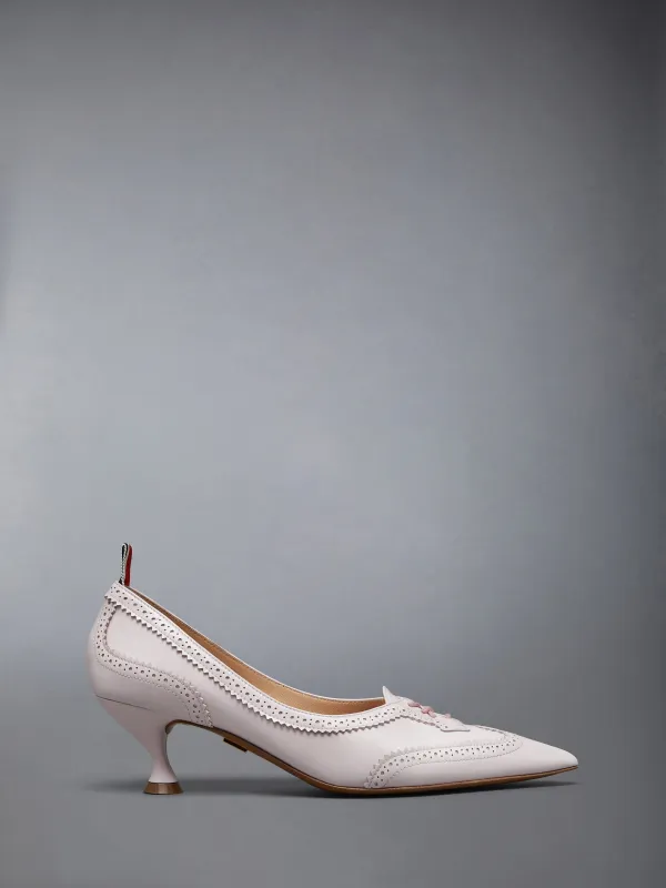 SOFT PATENT LEATHER WINGTIP 50MM CURVED HEEL PUMP sold by Thom Browne