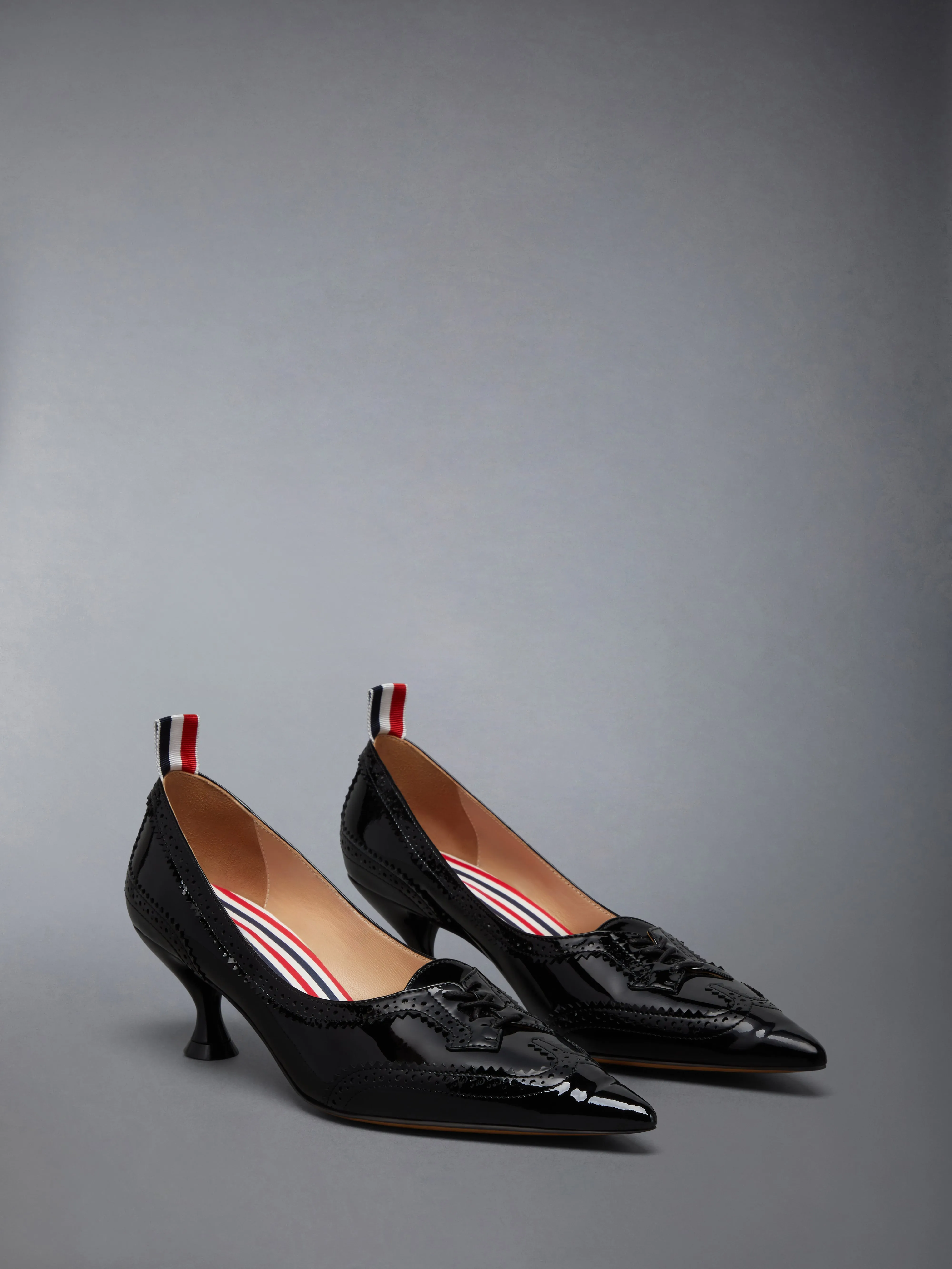 SOFT PATENT LEATHER WINGTIP 50MM CURVED HEEL PUMP sold by Thom Browne product image thumbnail 2