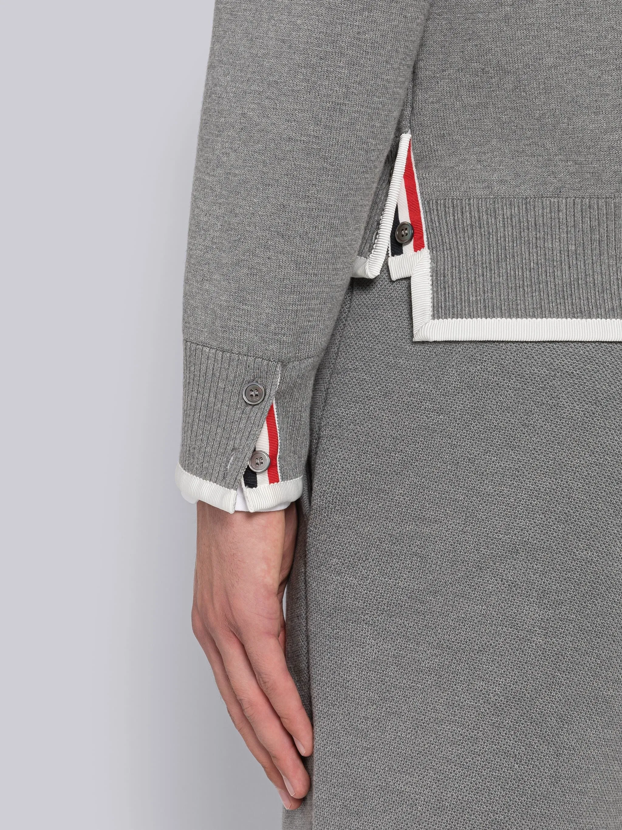 CLASSIC MERINO WOOL FLORAL V NECK CARDIGAN sold by Thom Browne product image thumbnail 3