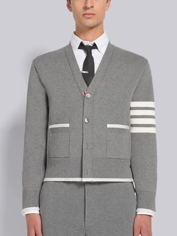 CLASSIC MERINO WOOL FLORAL V NECK CARDIGAN sold by Thom Browne