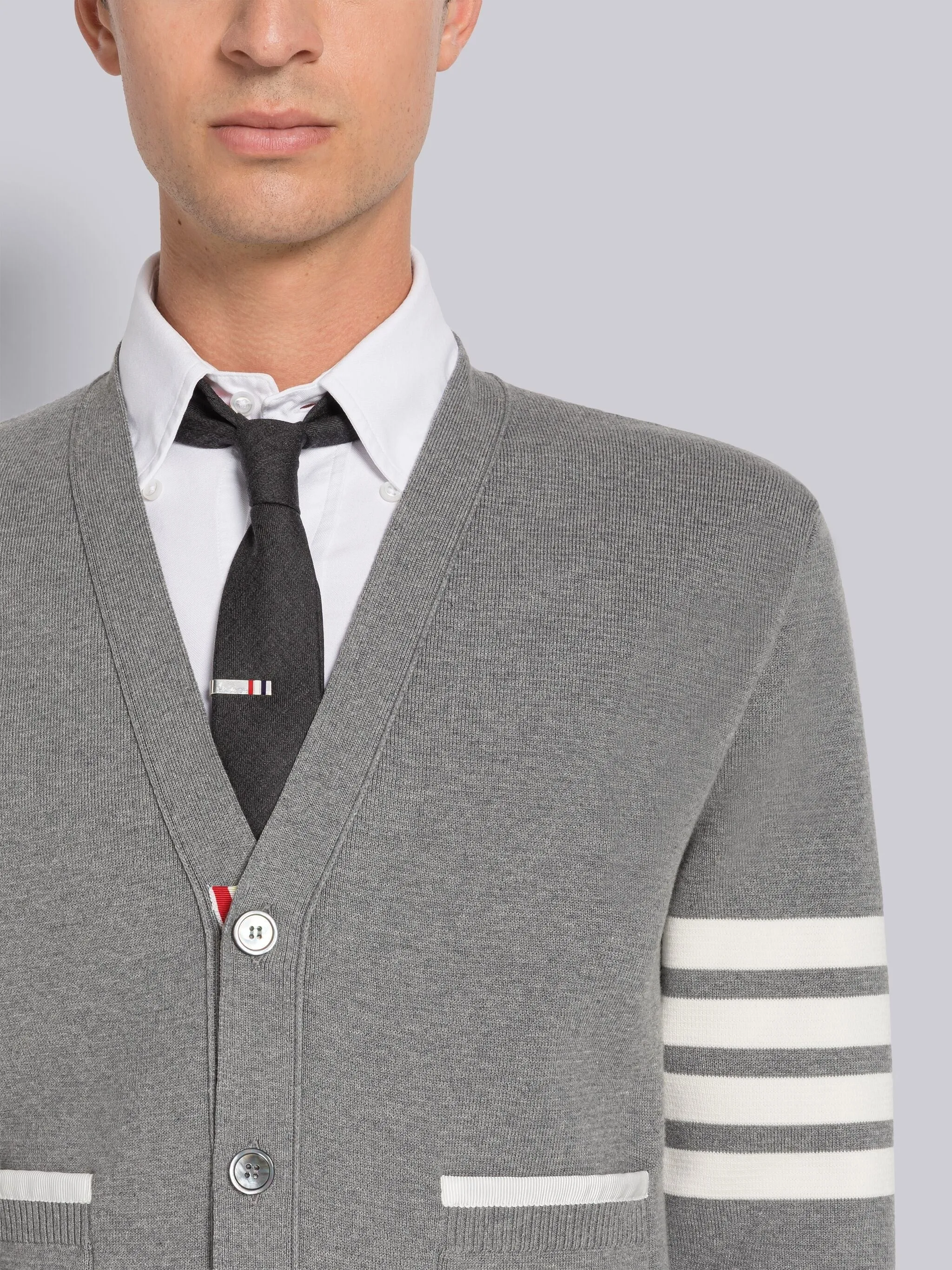 CLASSIC MERINO WOOL FLORAL V NECK CARDIGAN sold by Thom Browne product image thumbnail 5