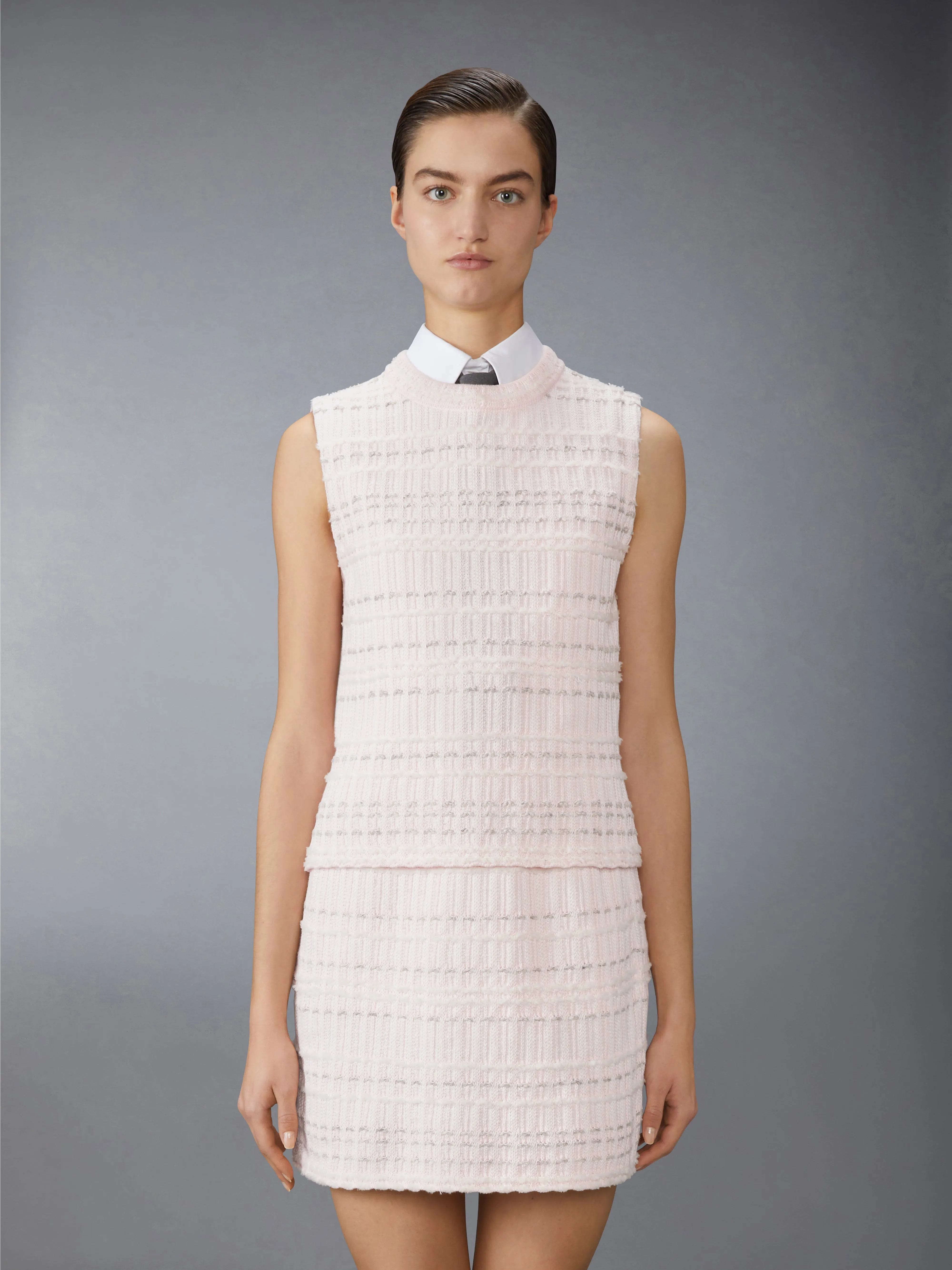 SEERSUCKER KNIT TWEED JACQUARD SHELL TOP sold by Thom Browne