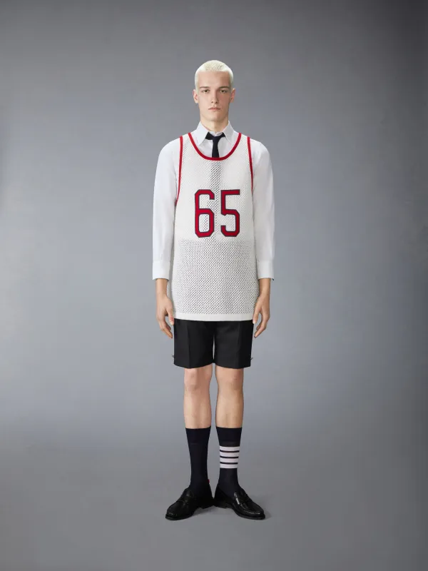 INTARSIA CASHMERE MESH BASKETBALL JERSEY sold by Thom Browne